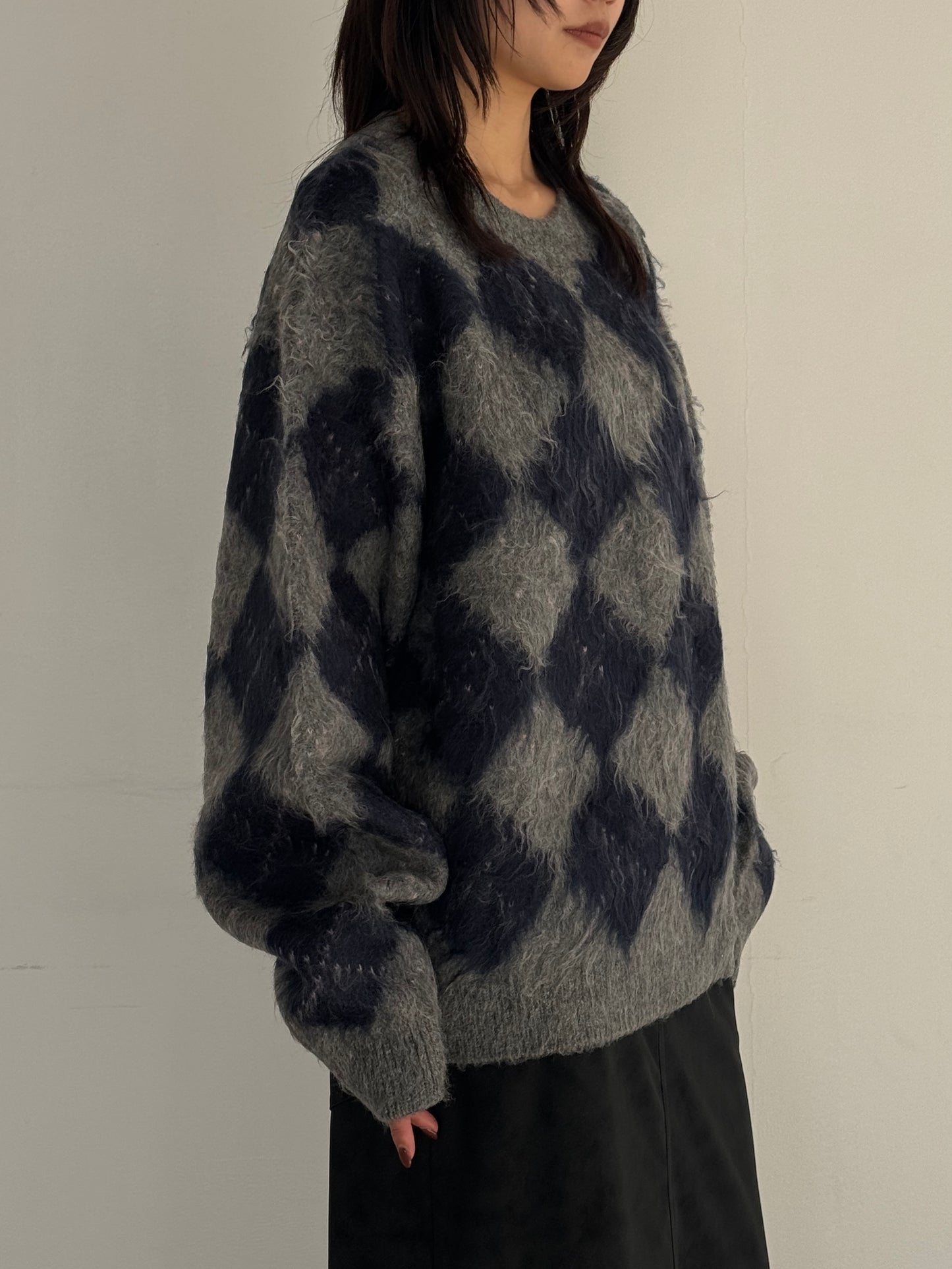 (仮商品名)アーガイルニット(unisex)/navy