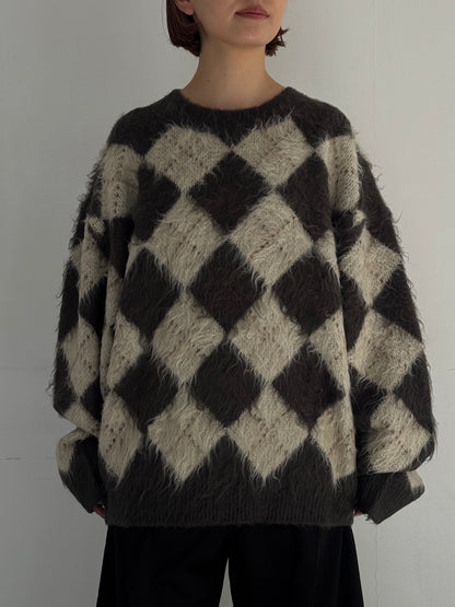 (仮商品名)アーガイルニット(unisex)/brown