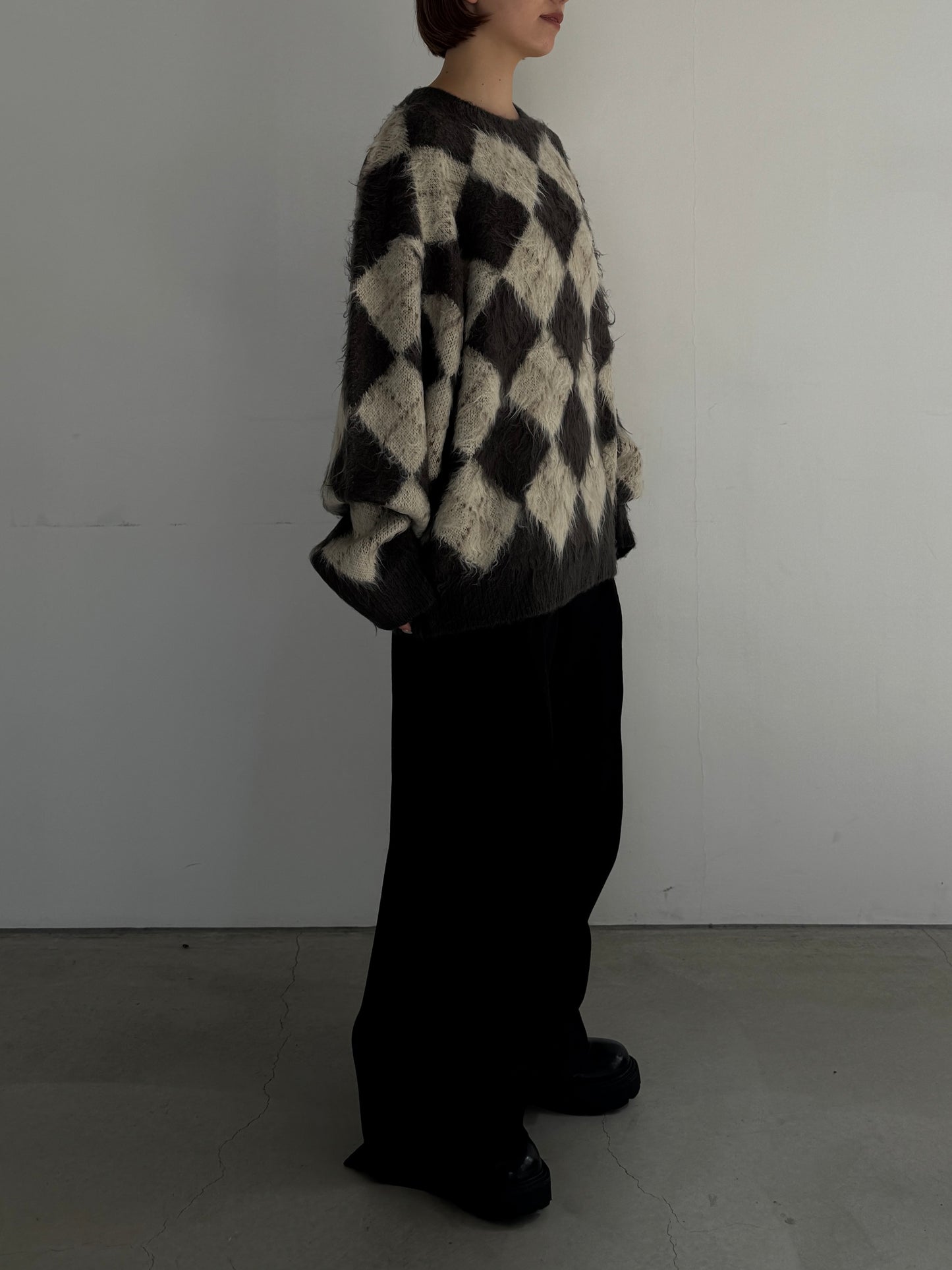 (仮商品名)アーガイルニット(unisex)/brown