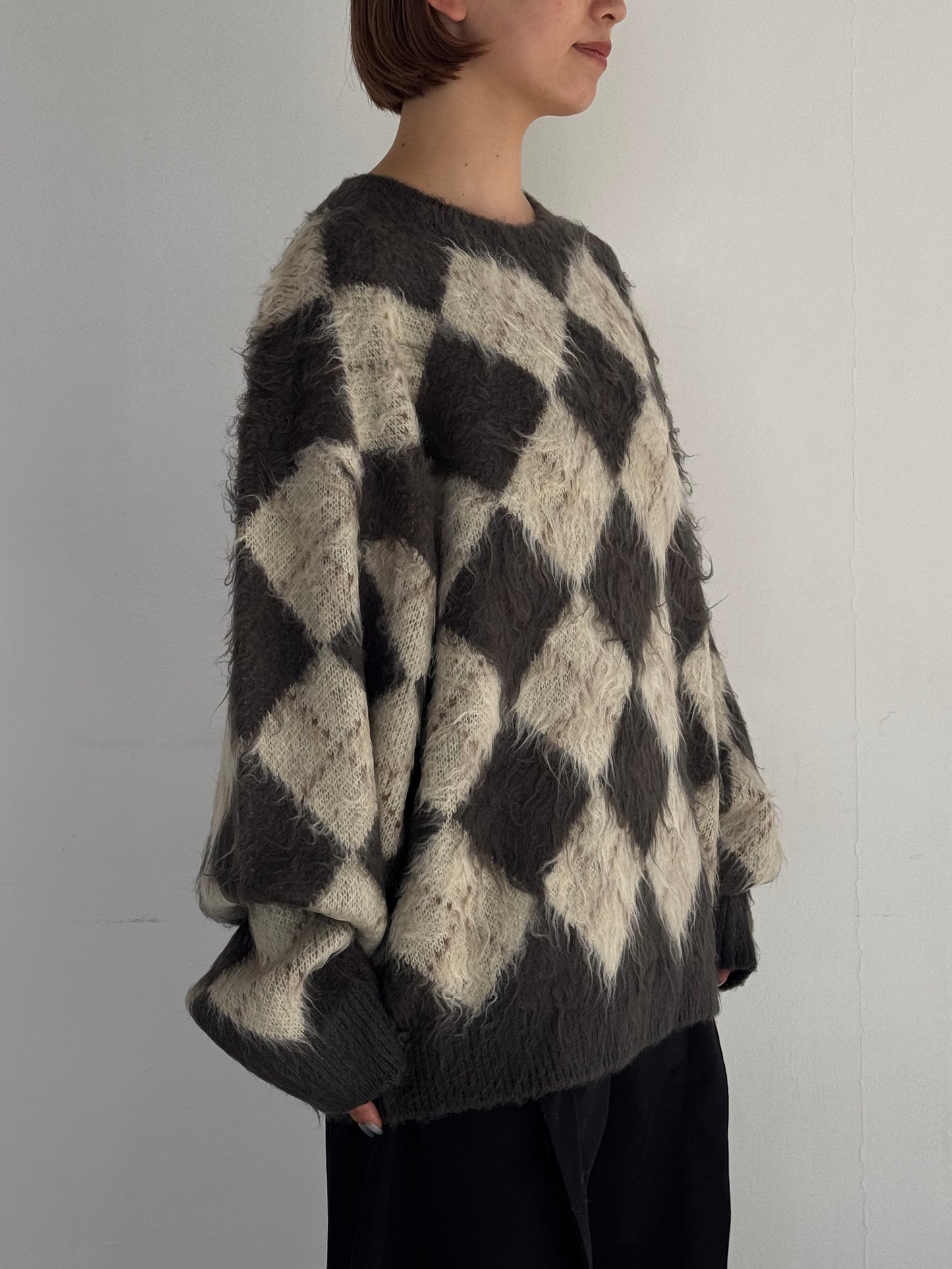 (仮商品名)アーガイルニット(unisex)/brown