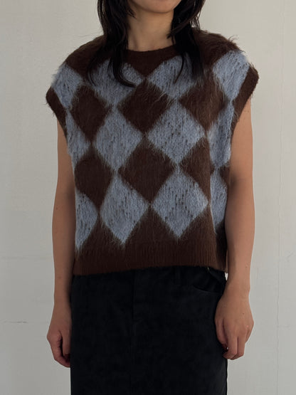 (仮商品名)アーガイルニットベスト/brown