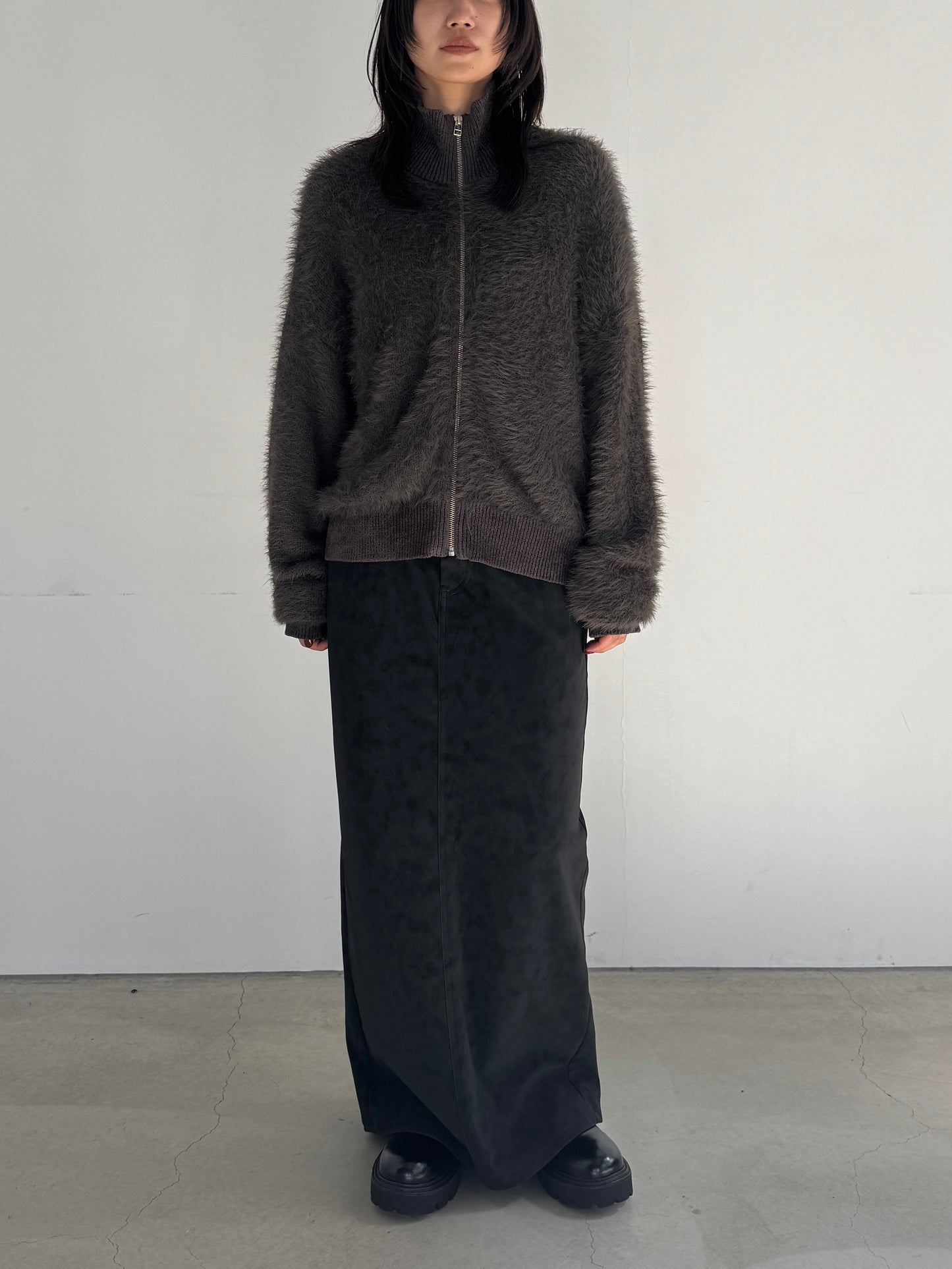 (仮商品名)シャギージップニット/gray