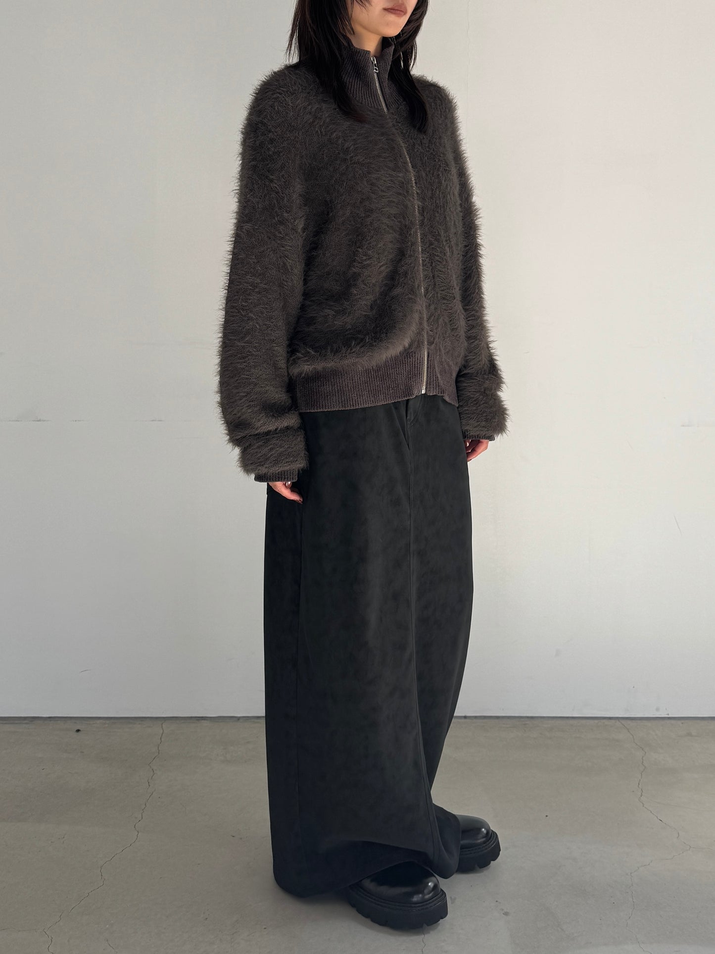 (仮商品名)シャギージップニット/gray