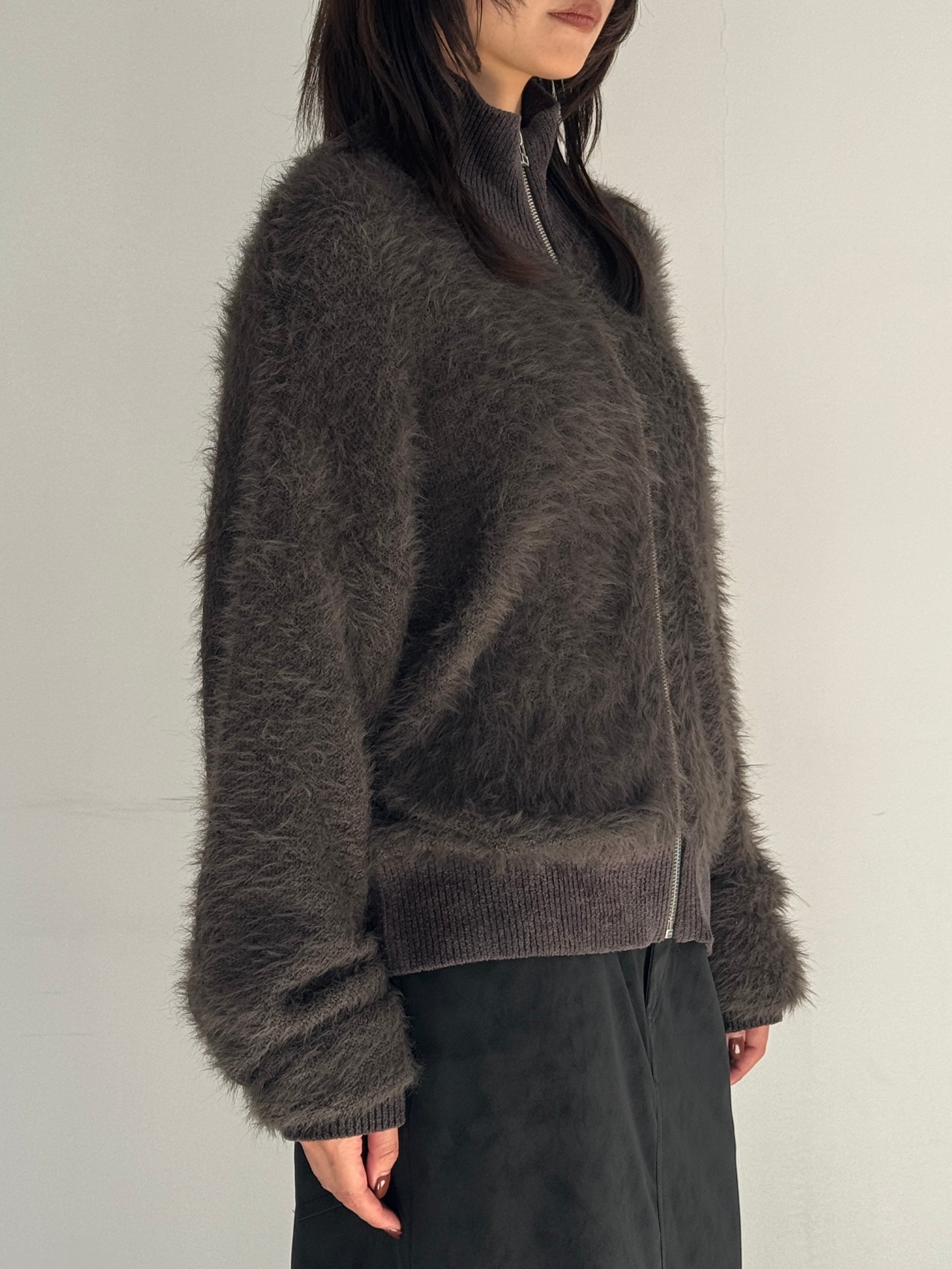 (仮商品名)シャギージップニット/gray