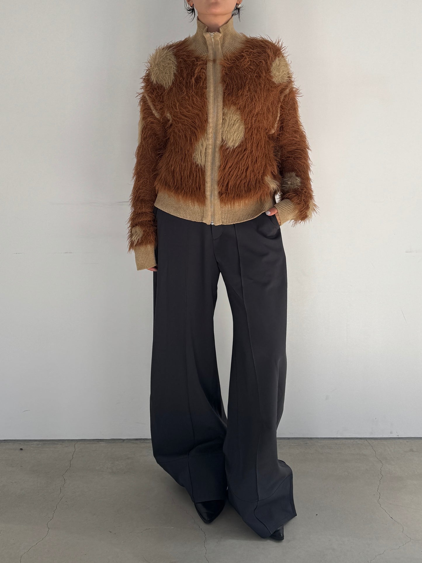 (仮商品名)シャギージップニット/camel