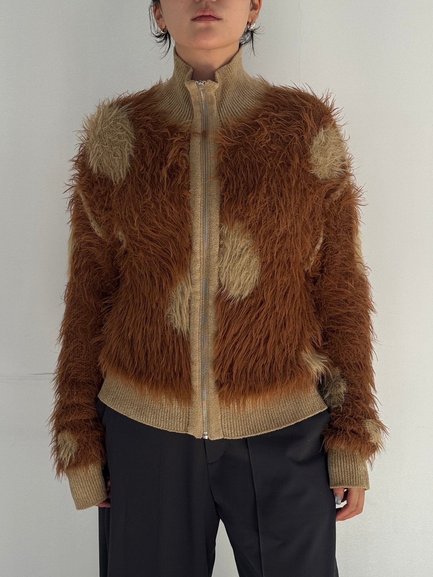 (仮商品名)シャギージップニット/camel