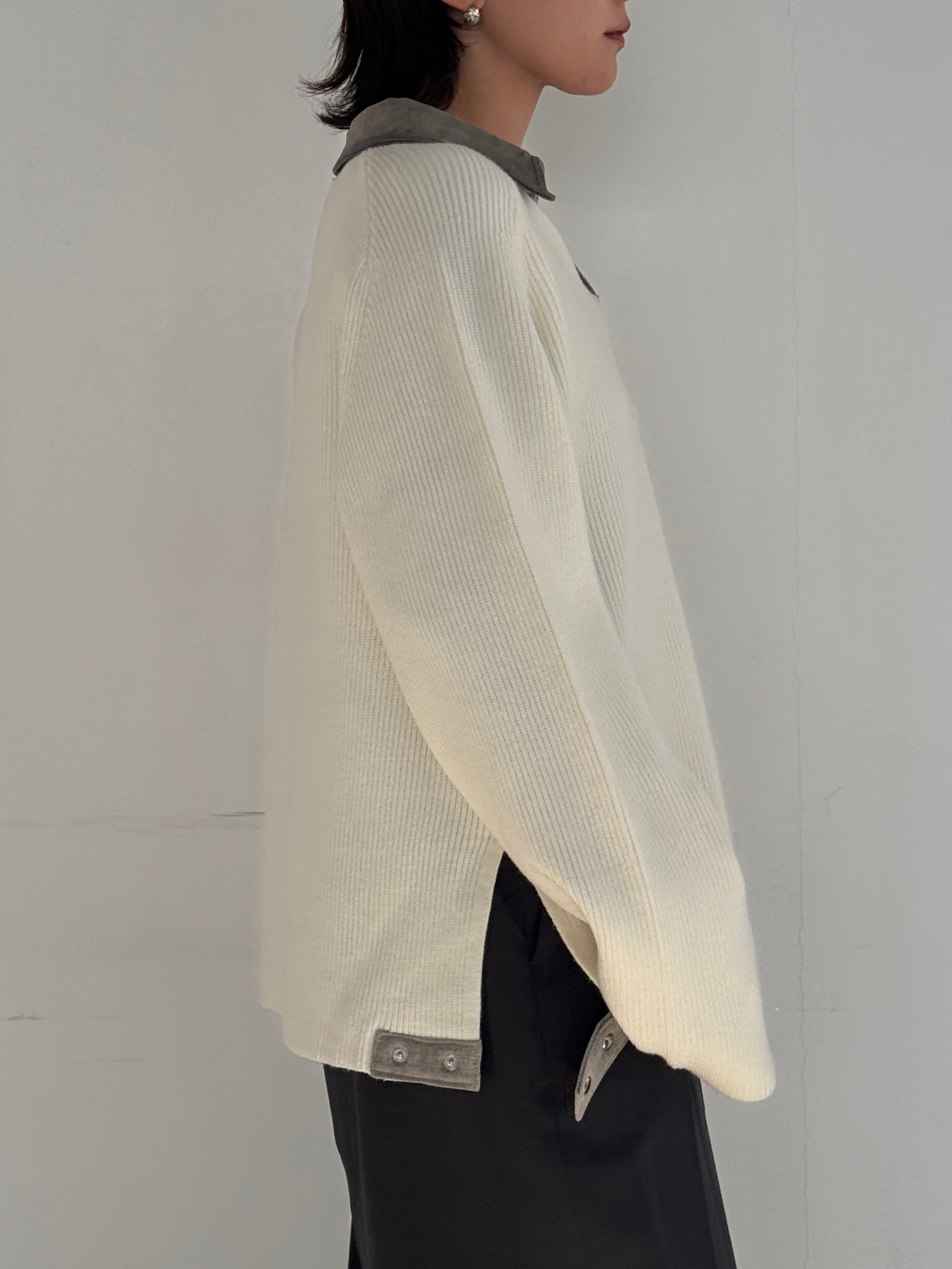 (仮商品名)デニムドッキングニット(unisex)/ivory