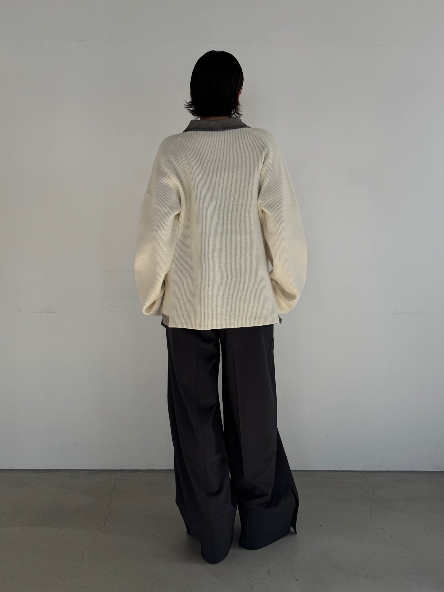 (仮商品名)デニムドッキングニット(unisex)/ivory