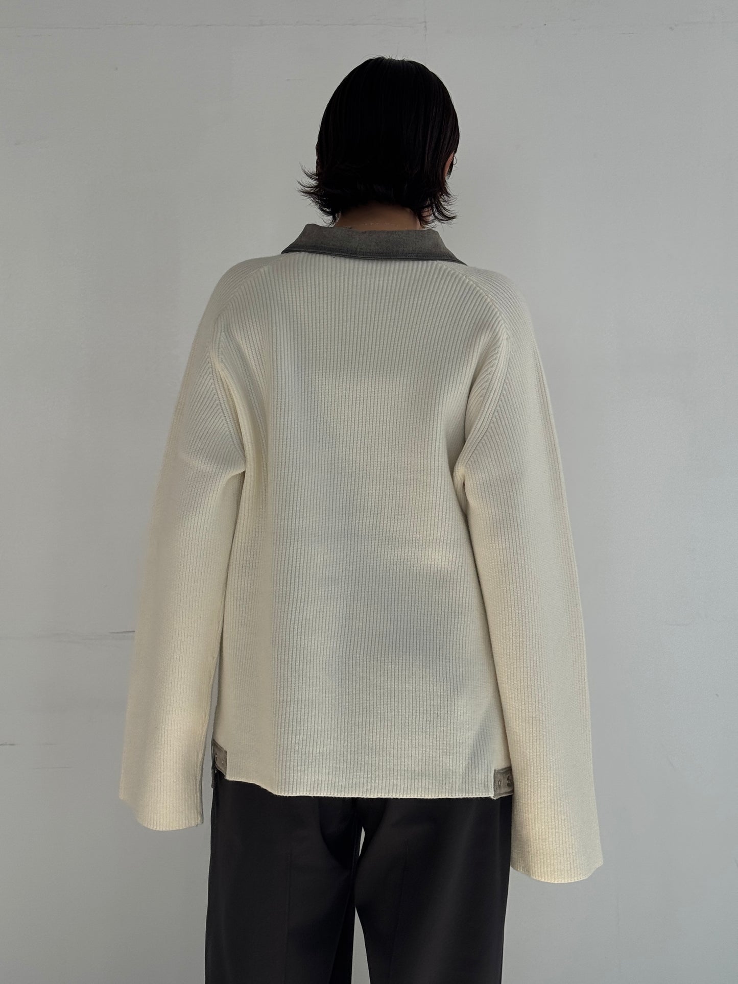 (仮商品名)デニムドッキングニット(unisex)/ivory