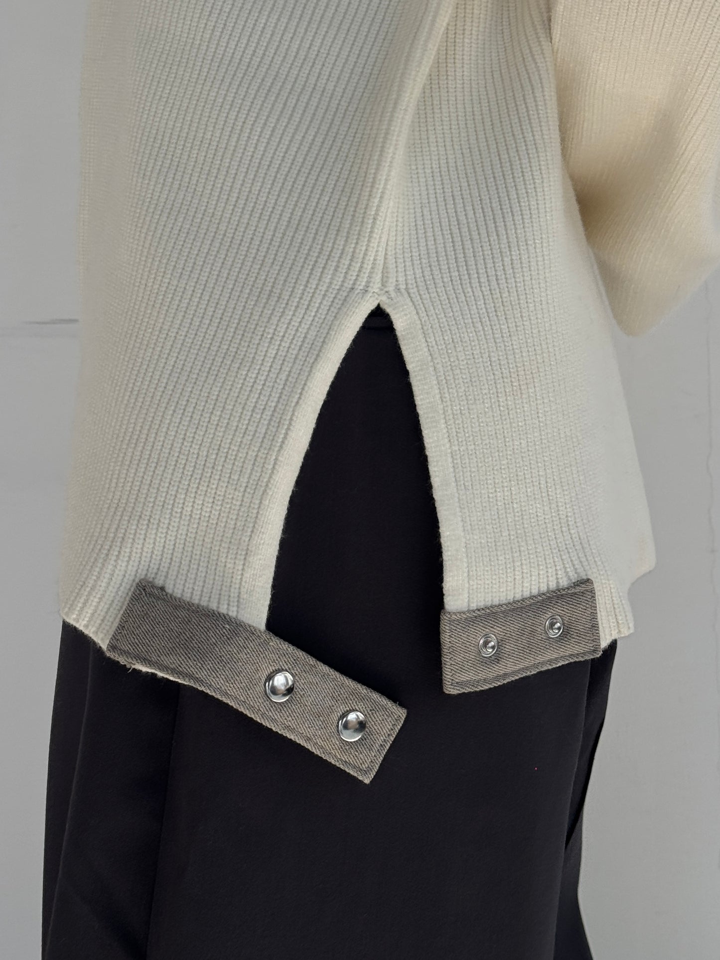 (仮商品名)デニムドッキングニット(unisex)/ivory