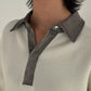 (仮商品名)デニムドッキングニット(unisex)/ivory