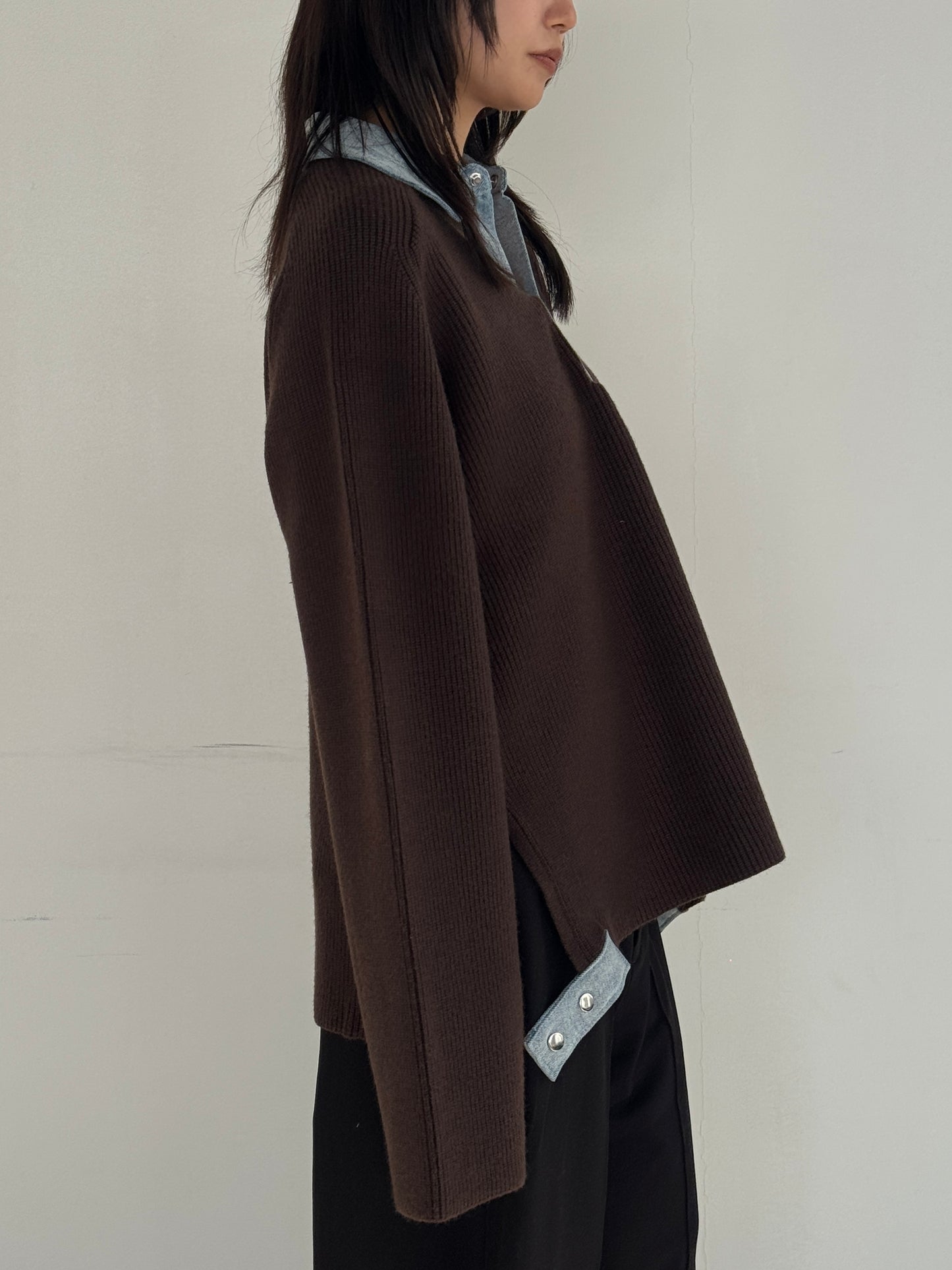 (仮商品名)デニムドッキングニット(unisex)/brown