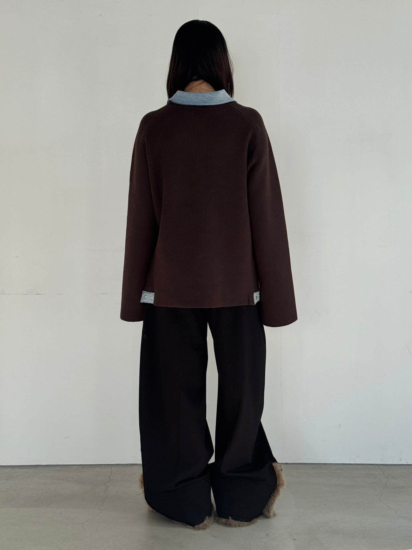 (仮商品名)デニムドッキングニット(unisex)/brown