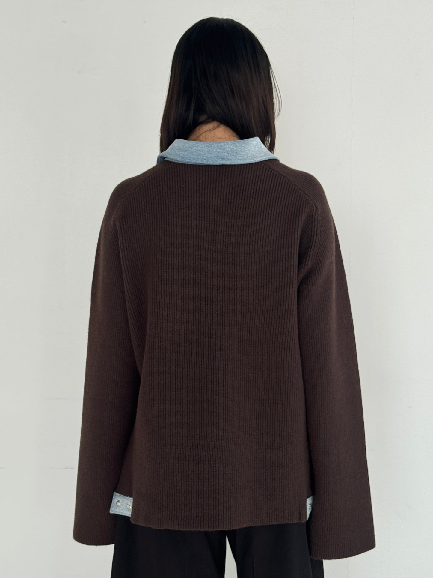 (仮商品名)デニムドッキングニット(unisex)/brown