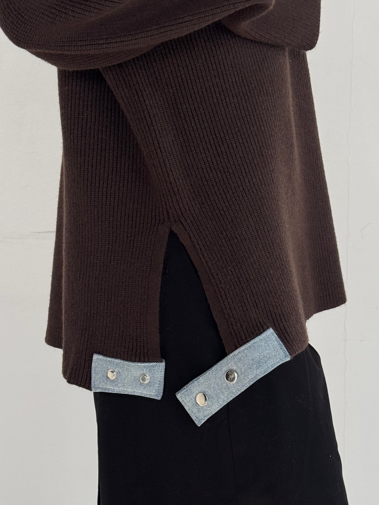 (仮商品名)デニムドッキングニット(unisex)/brown
