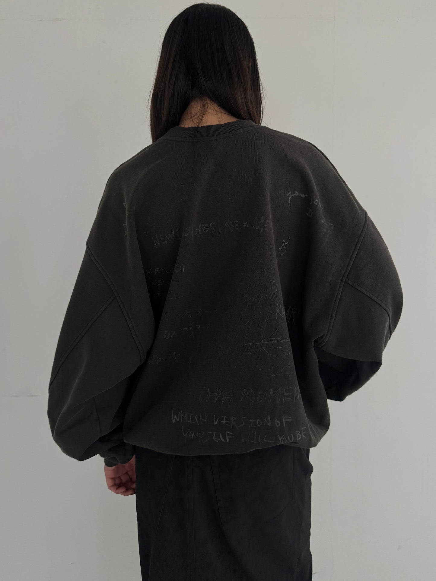 (仮商品名)メッセージスウェット(unisex)/charcoal