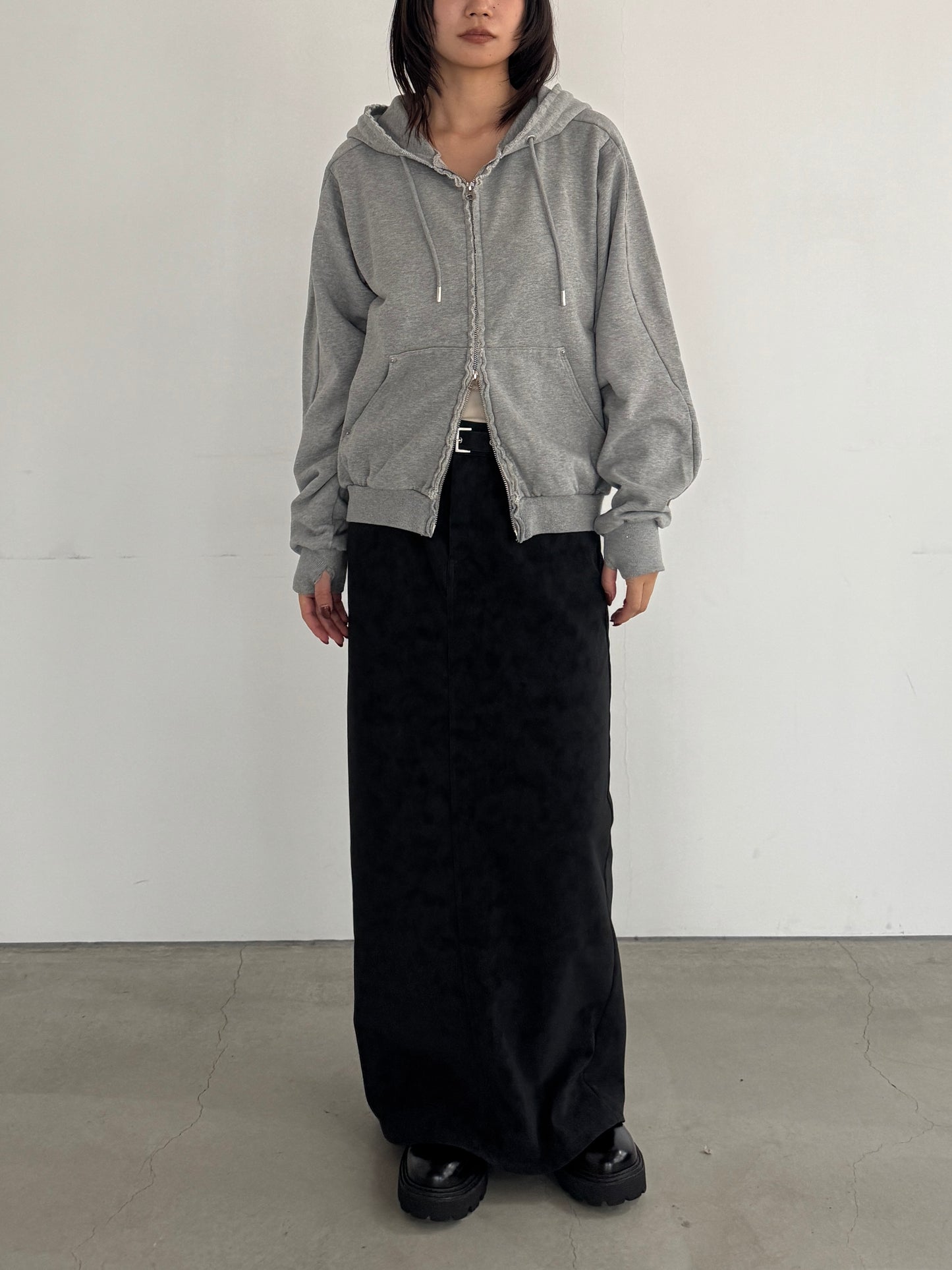 (仮商品名)ダメージフーディー/gray