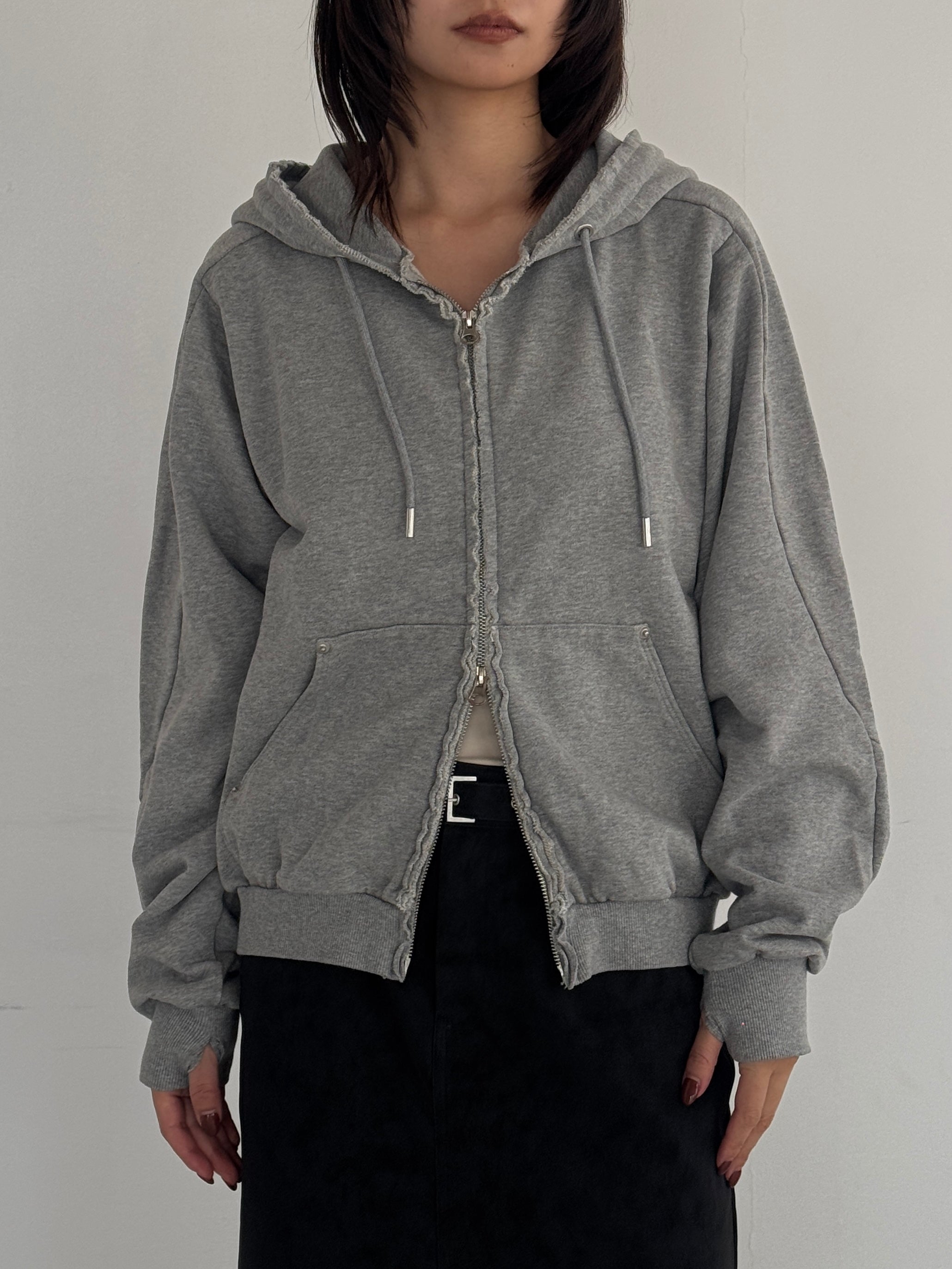 (仮商品名)ダメージフーディー/gray