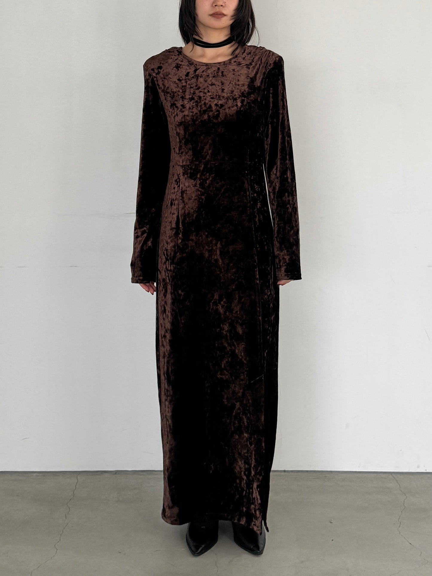 (仮商品名)ベロアワンピース/brown
