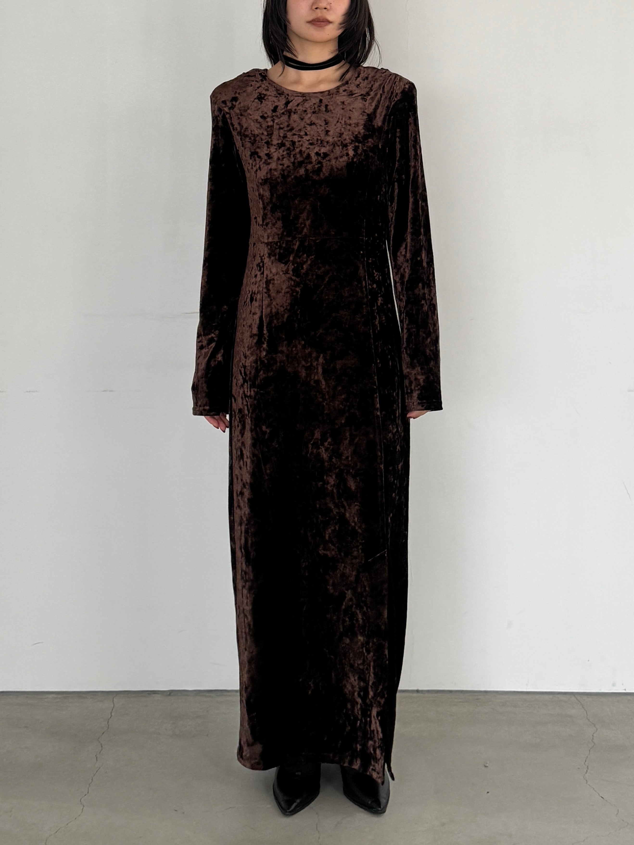 (仮商品名)ベロアワンピース/brown