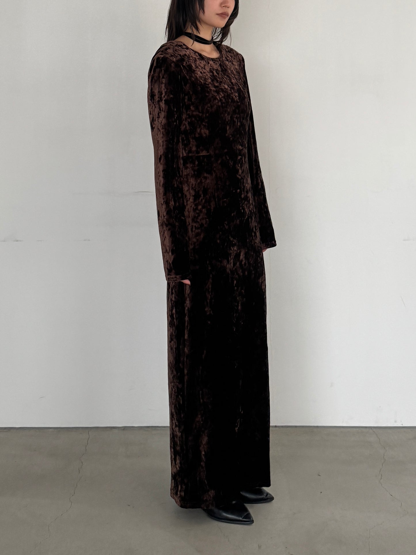 (仮商品名)ベロアワンピース/brown