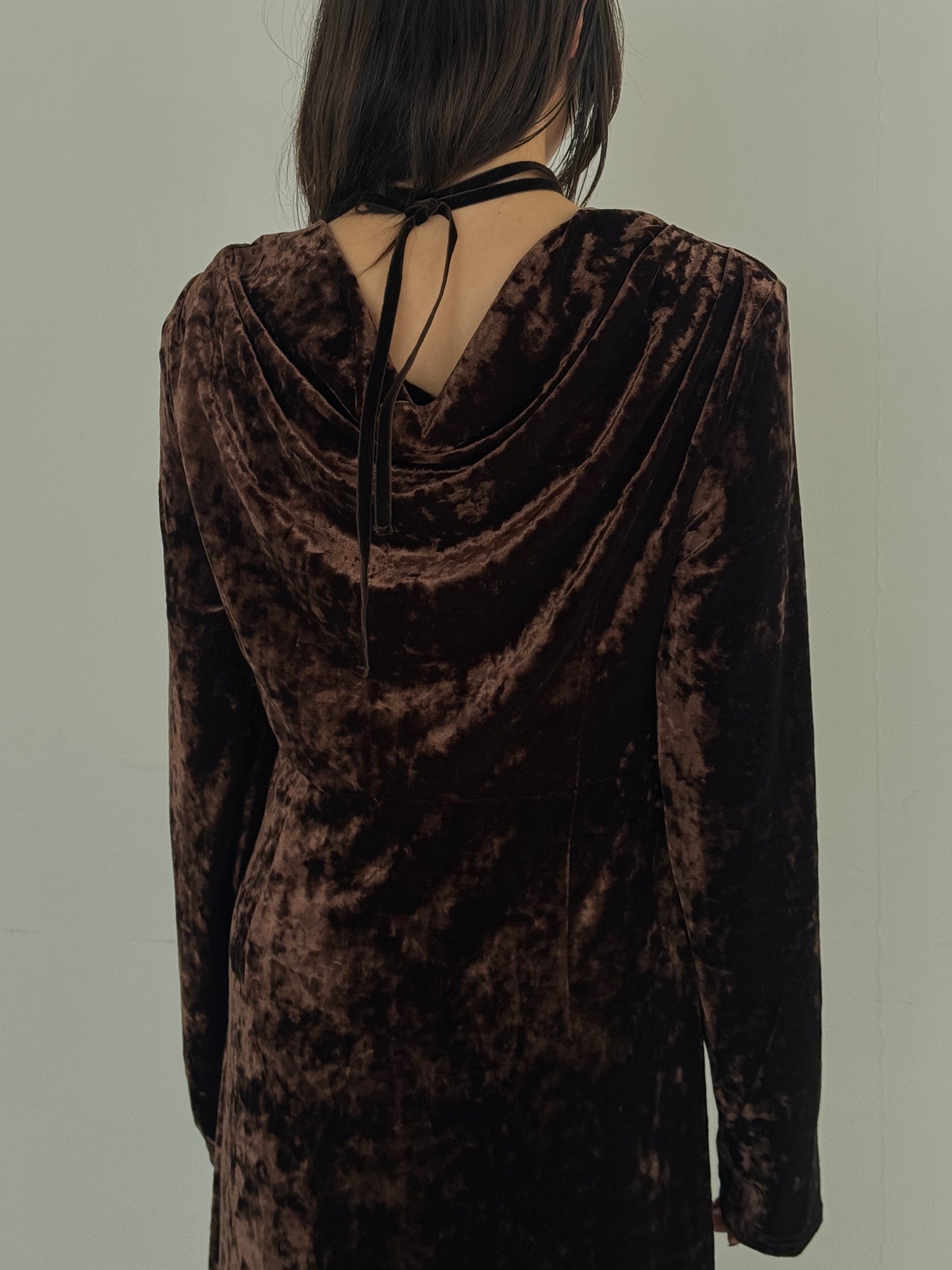 (仮商品名)ベロアワンピース/brown
