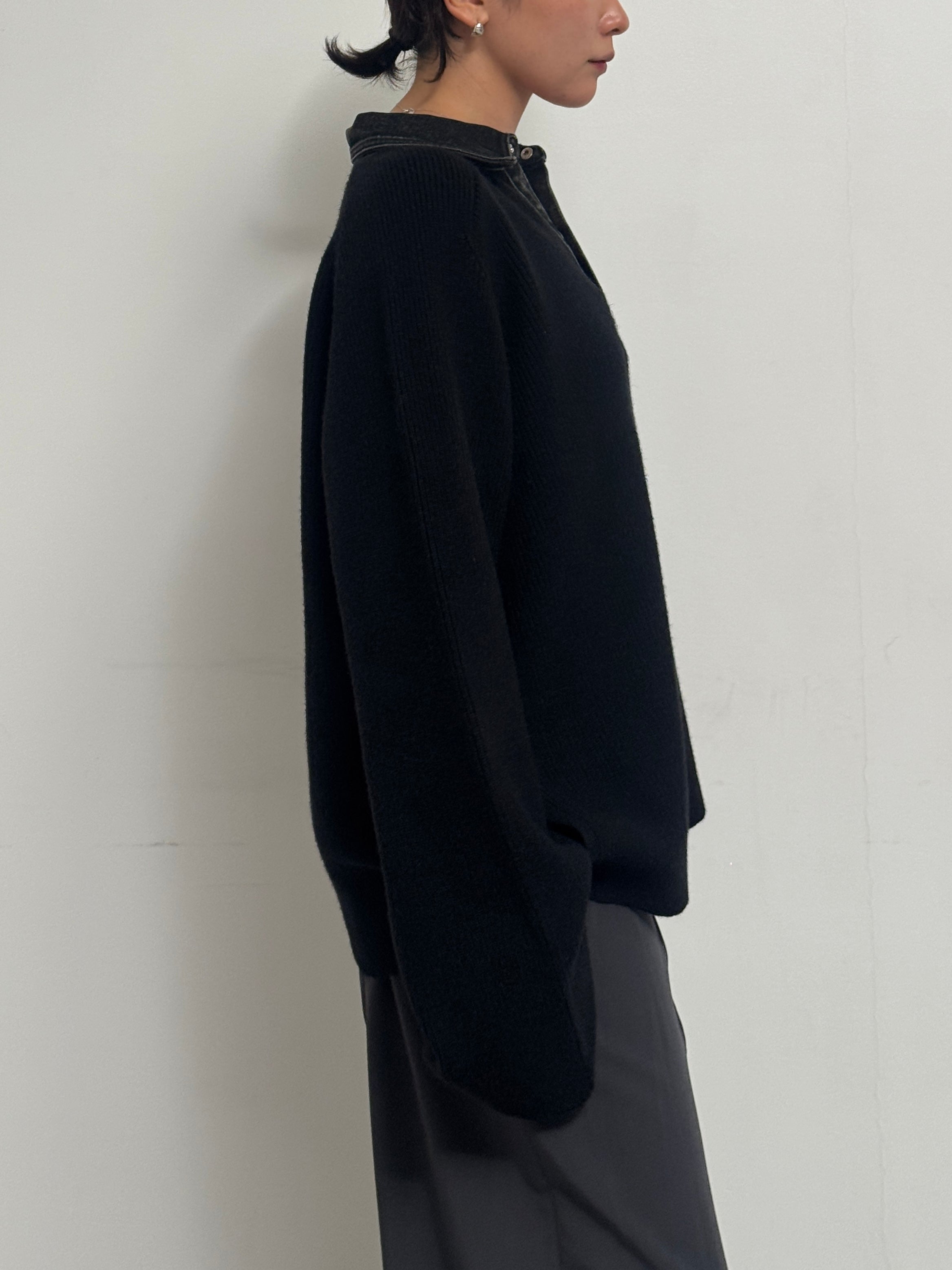 (仮商品名)デニムドッキングニット(unisex)/black
