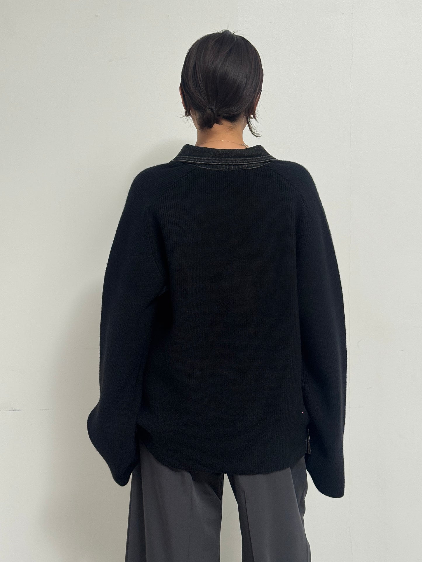 (仮商品名)デニムドッキングニット(unisex)/black