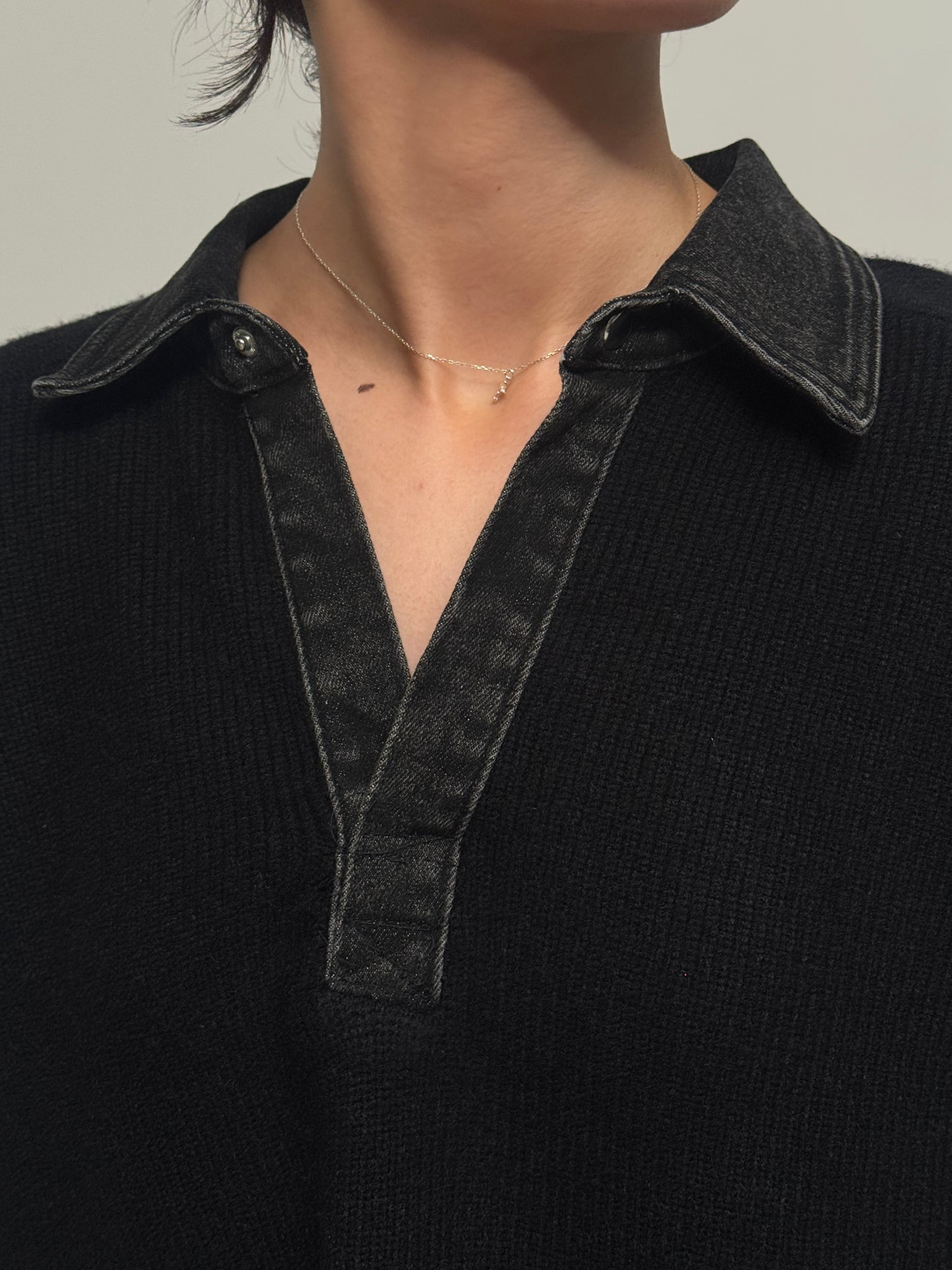 (仮商品名)デニムドッキングニット(unisex)/black