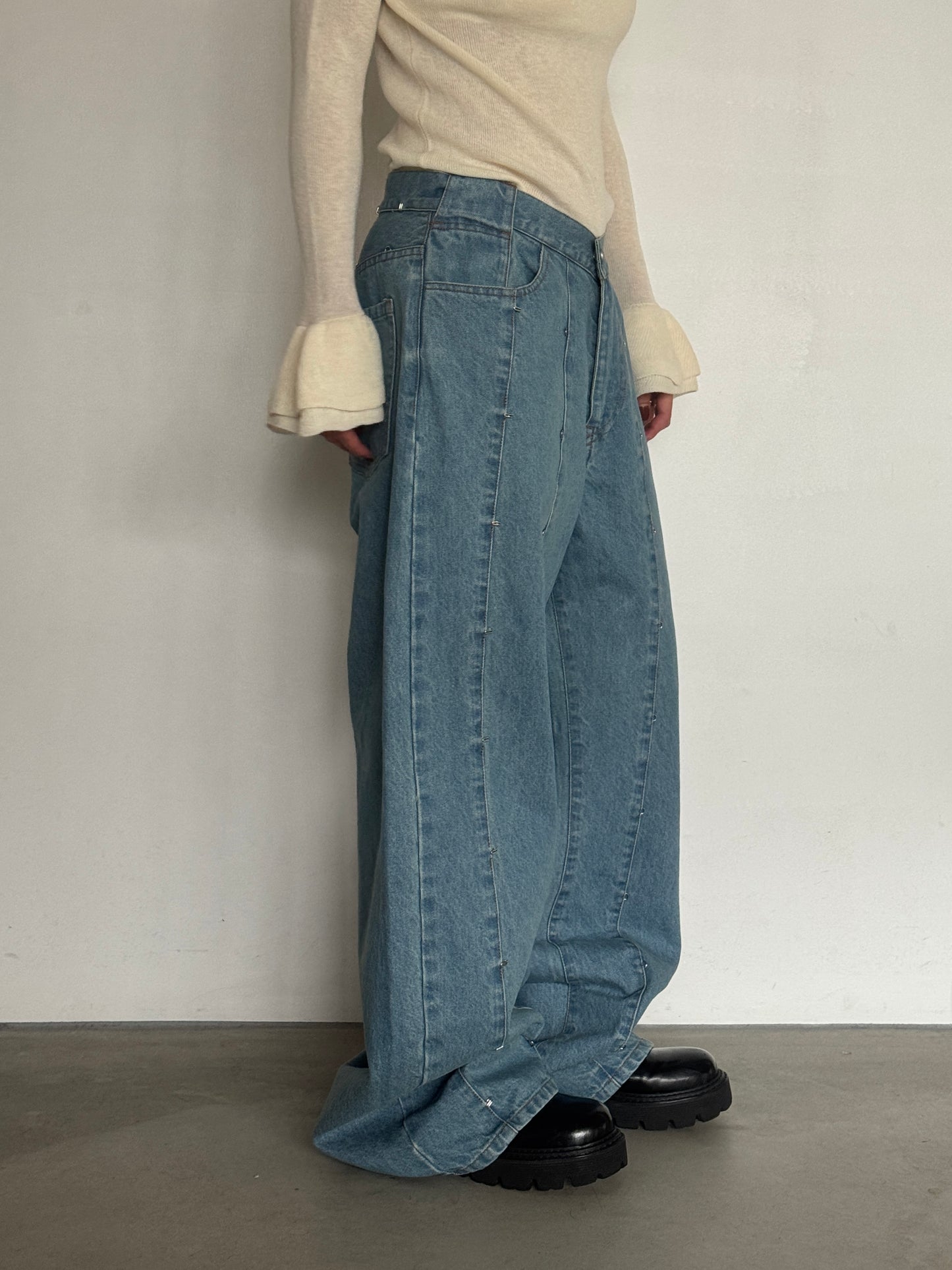 (仮商品名)変形デニムパンツ(unisex)/blue