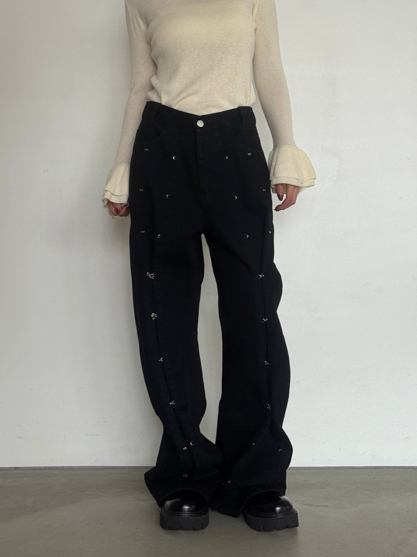 (仮商品名)変形デニムパンツ(unisex)/black