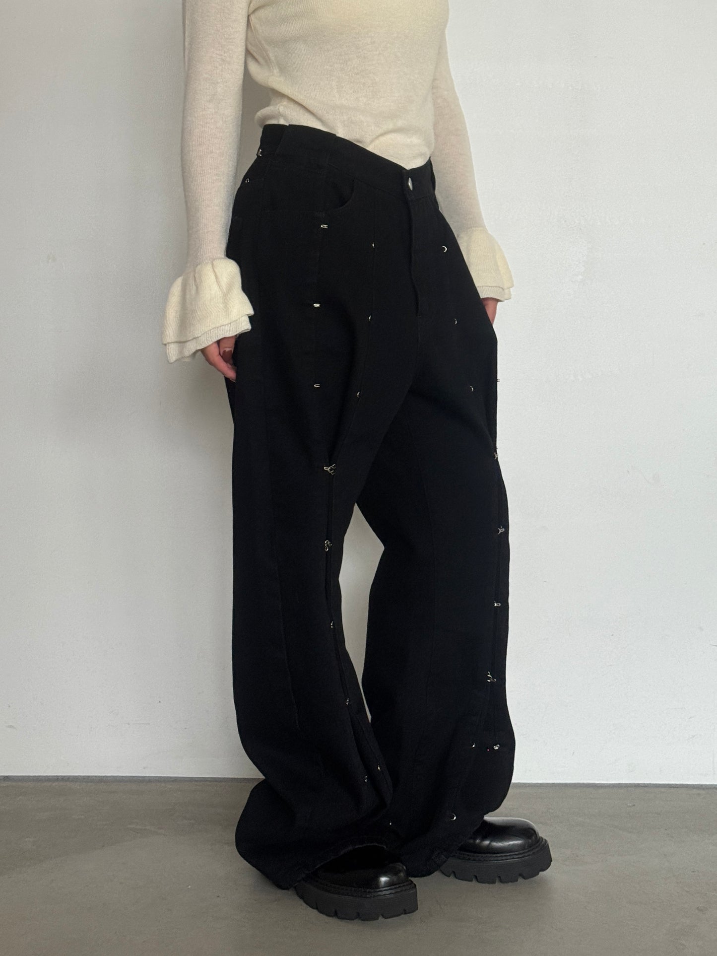 (仮商品名)変形デニムパンツ(unisex)/black