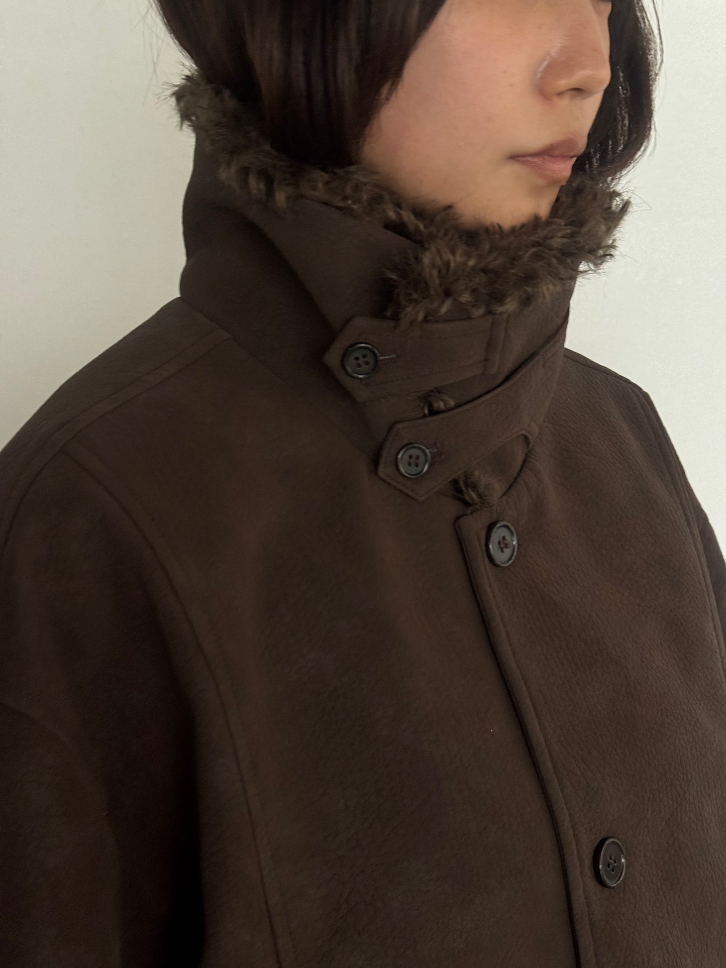 (仮商品名)2wayトレンチムートン(unisex)/brown