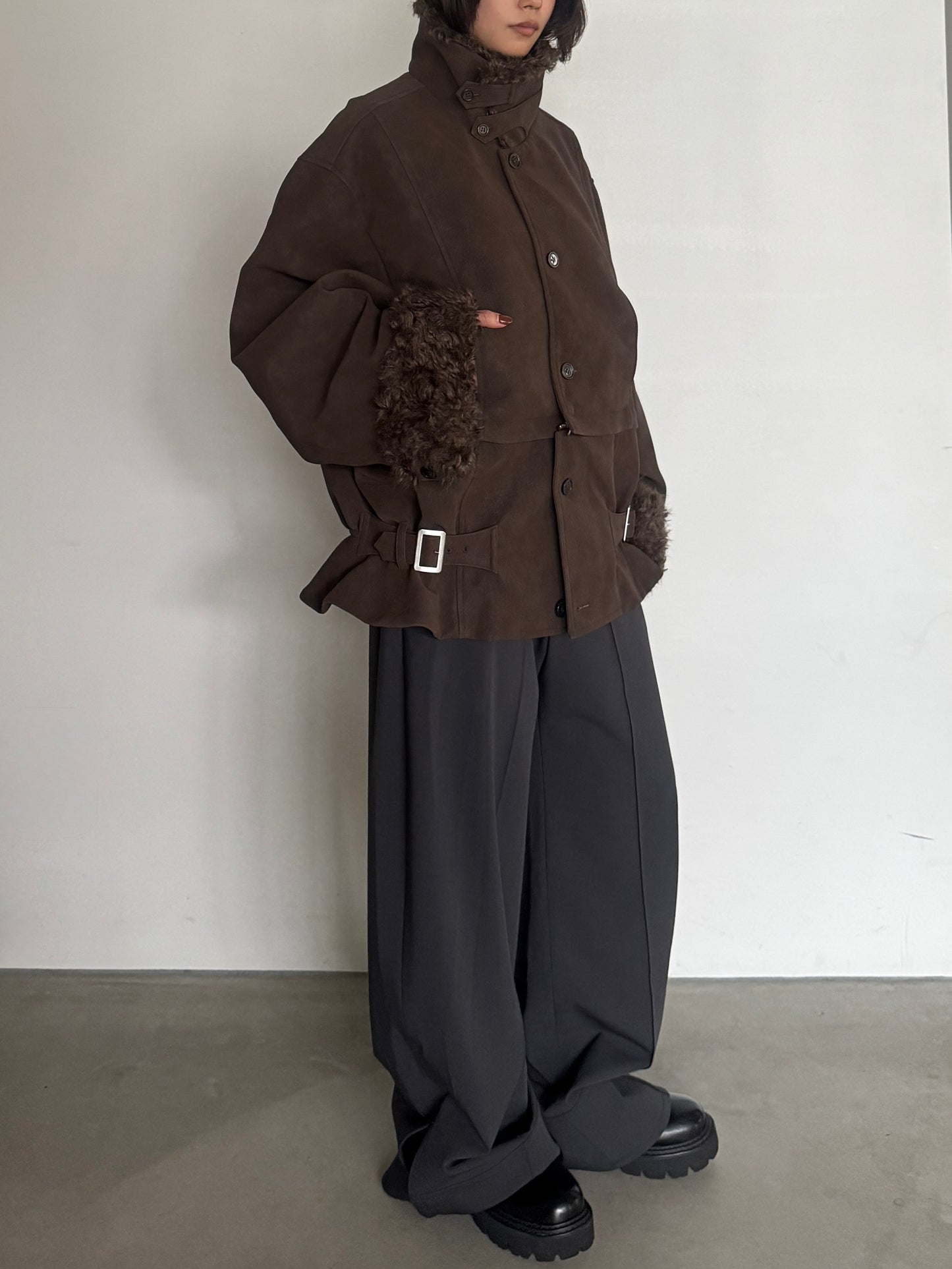 (仮商品名)2wayトレンチムートン(unisex)/brown