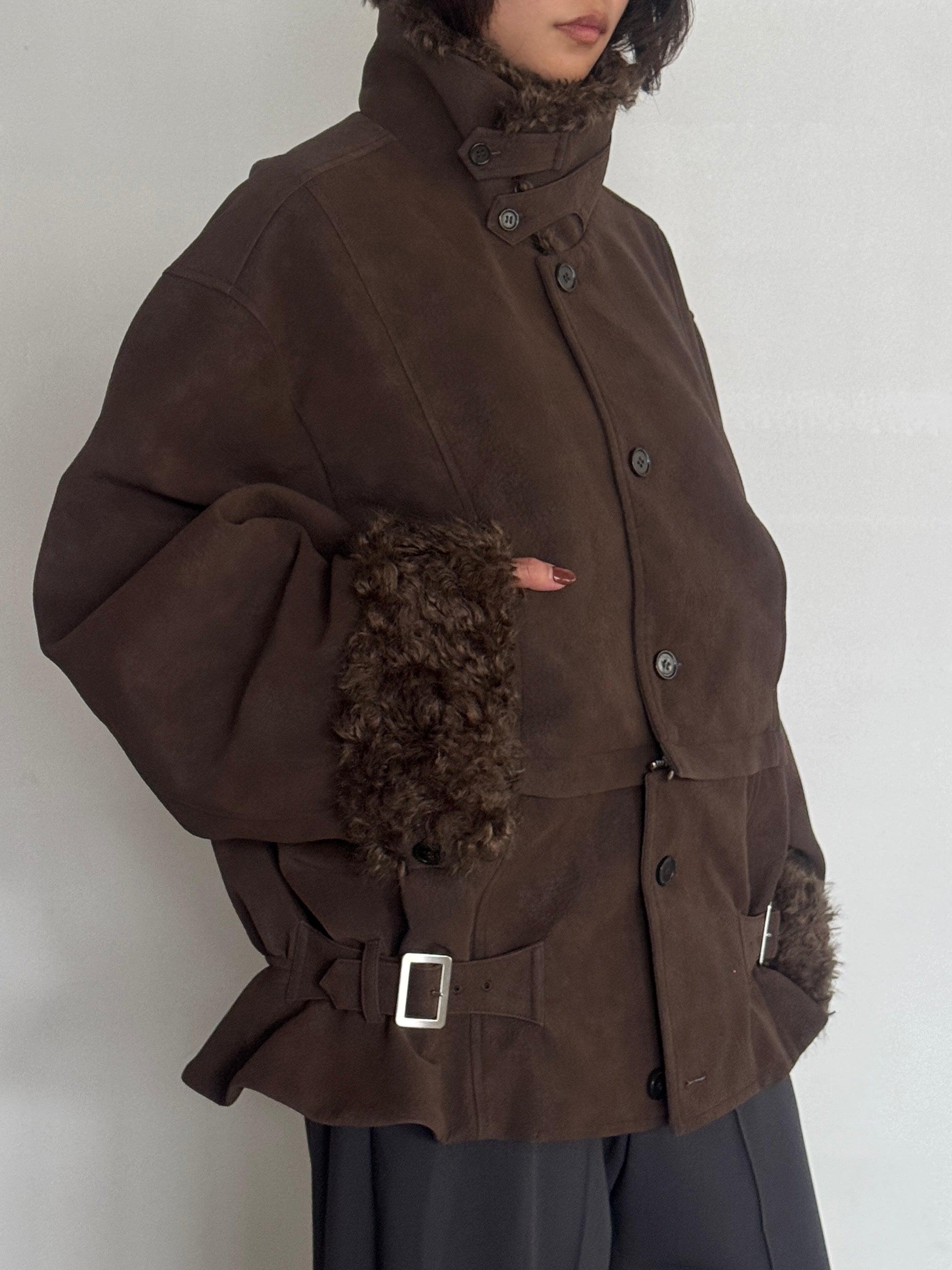 (仮商品名)2wayトレンチムートン(unisex)/brown