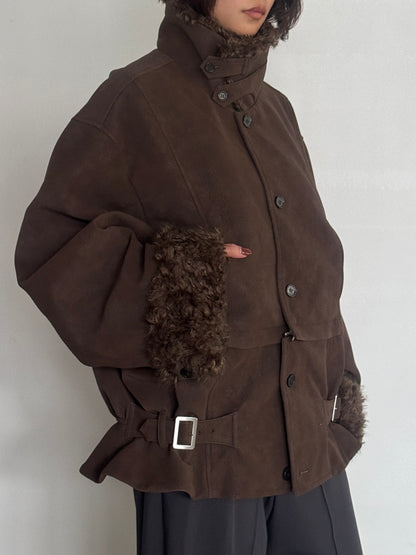 (仮商品名)2wayトレンチムートン(unisex)/brown