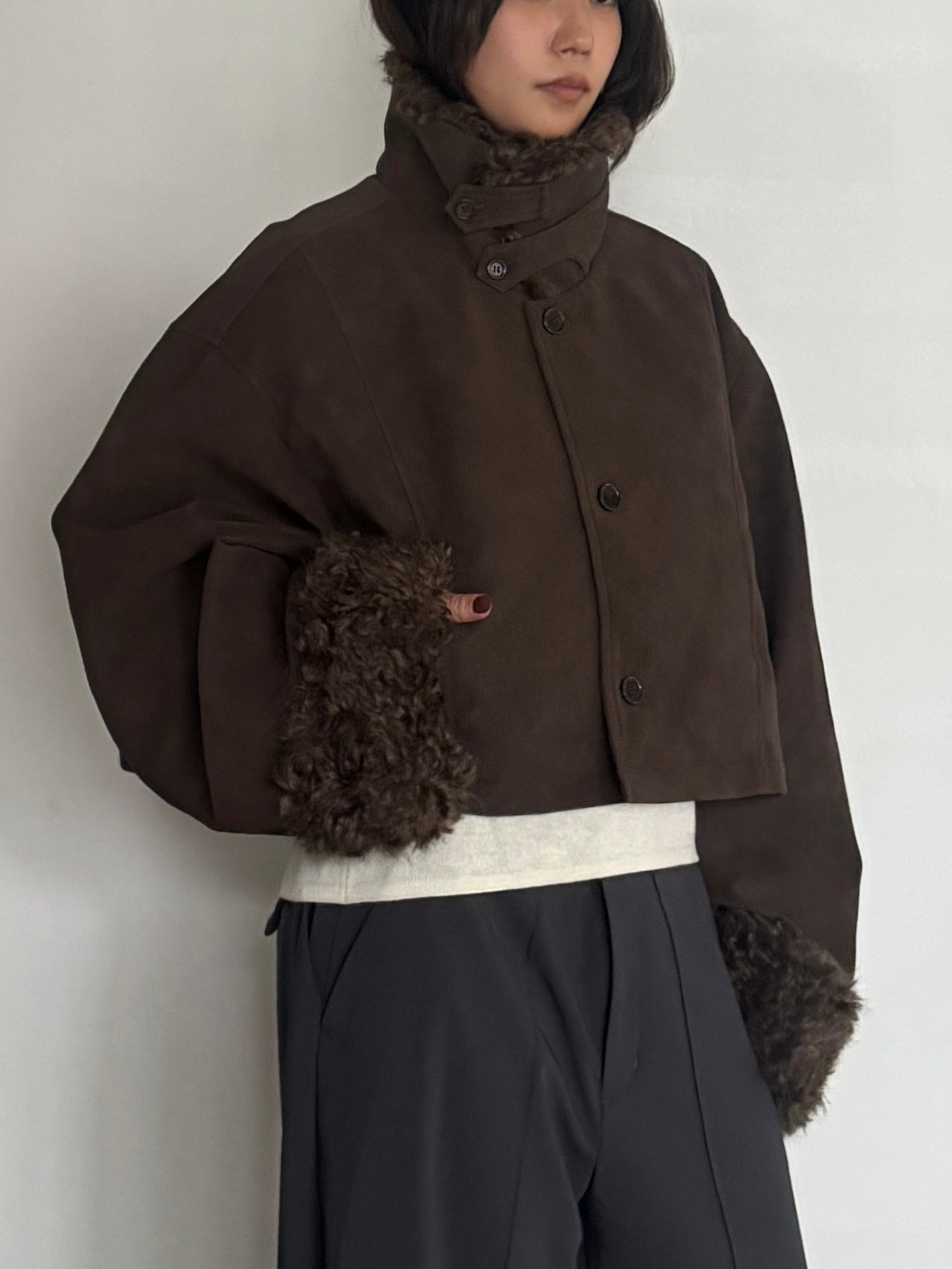 (仮商品名)2wayトレンチムートン(unisex)/brown