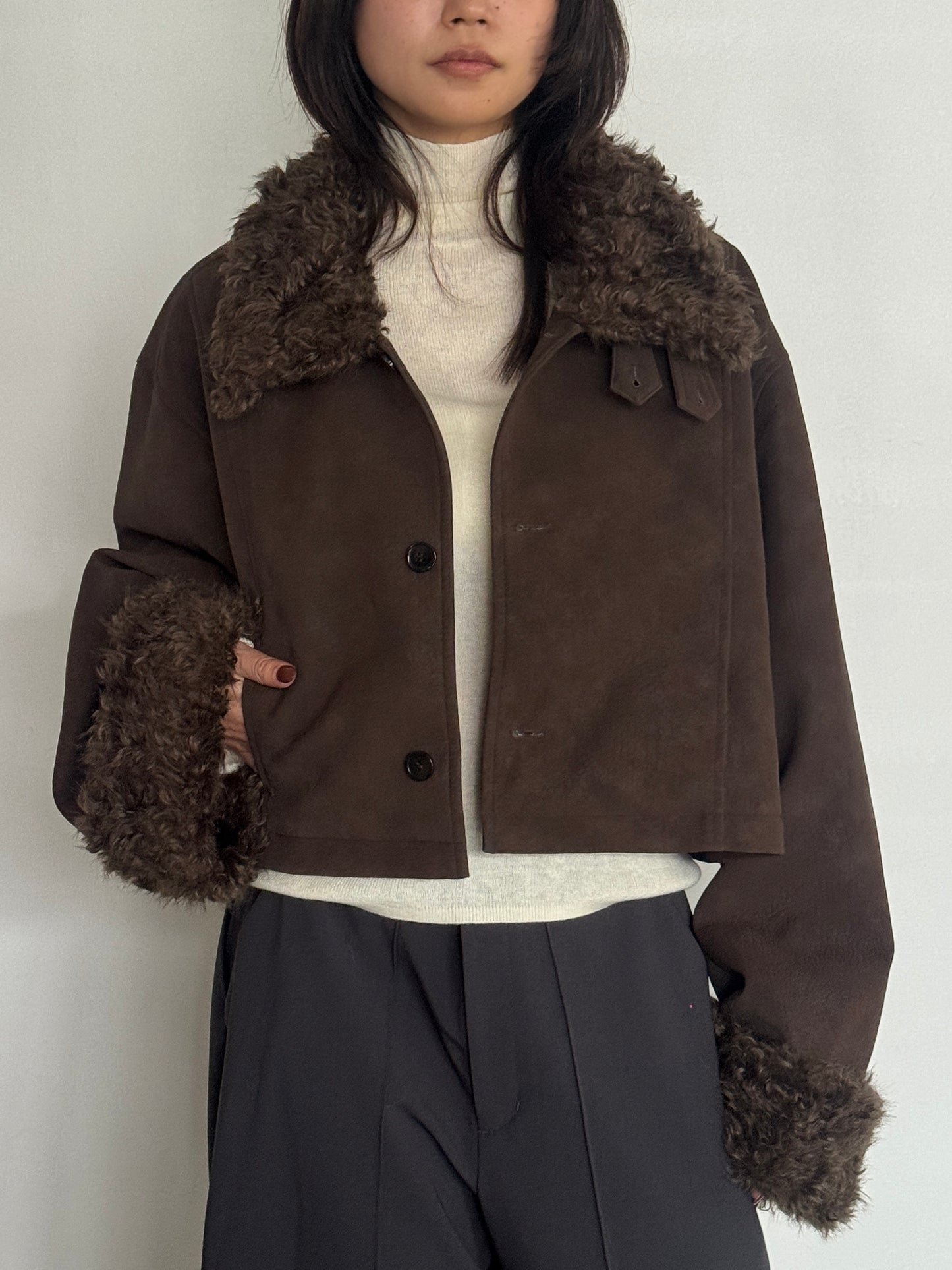 (仮商品名)2wayトレンチムートン(unisex)/brown