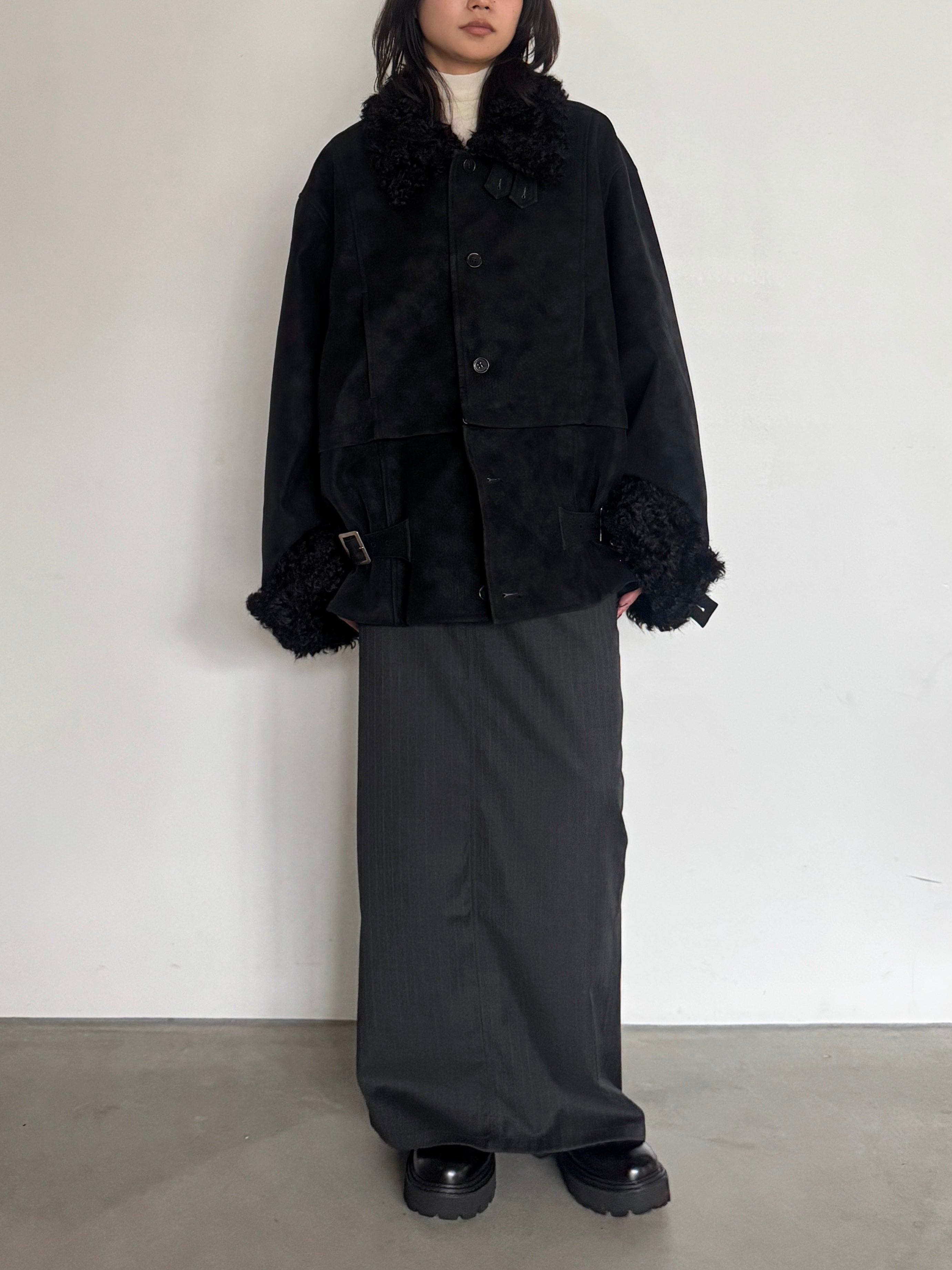 (仮商品名)2wayトレンチムートン(unisex)/black