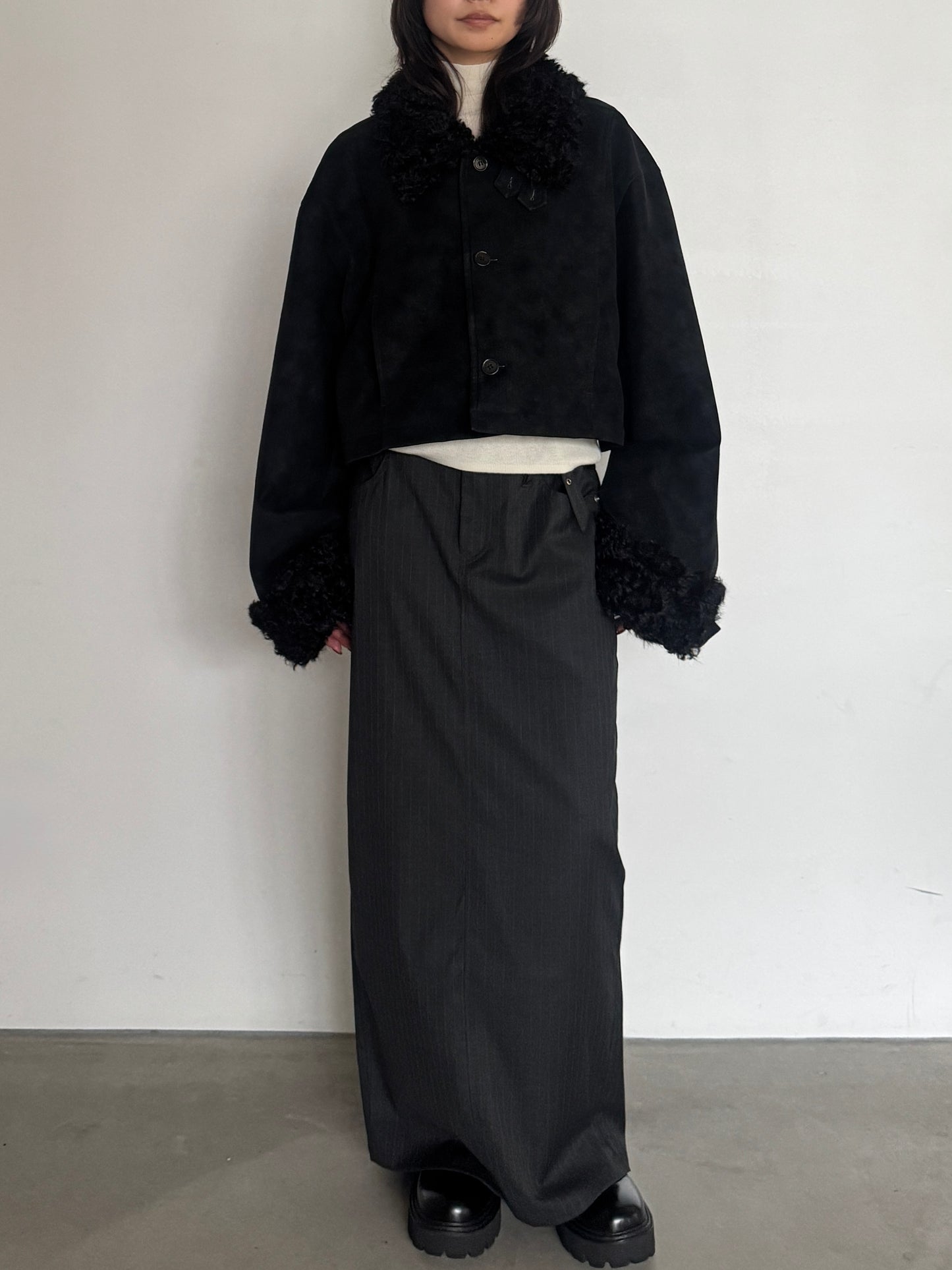 (仮商品名)2wayトレンチムートン(unisex)/black