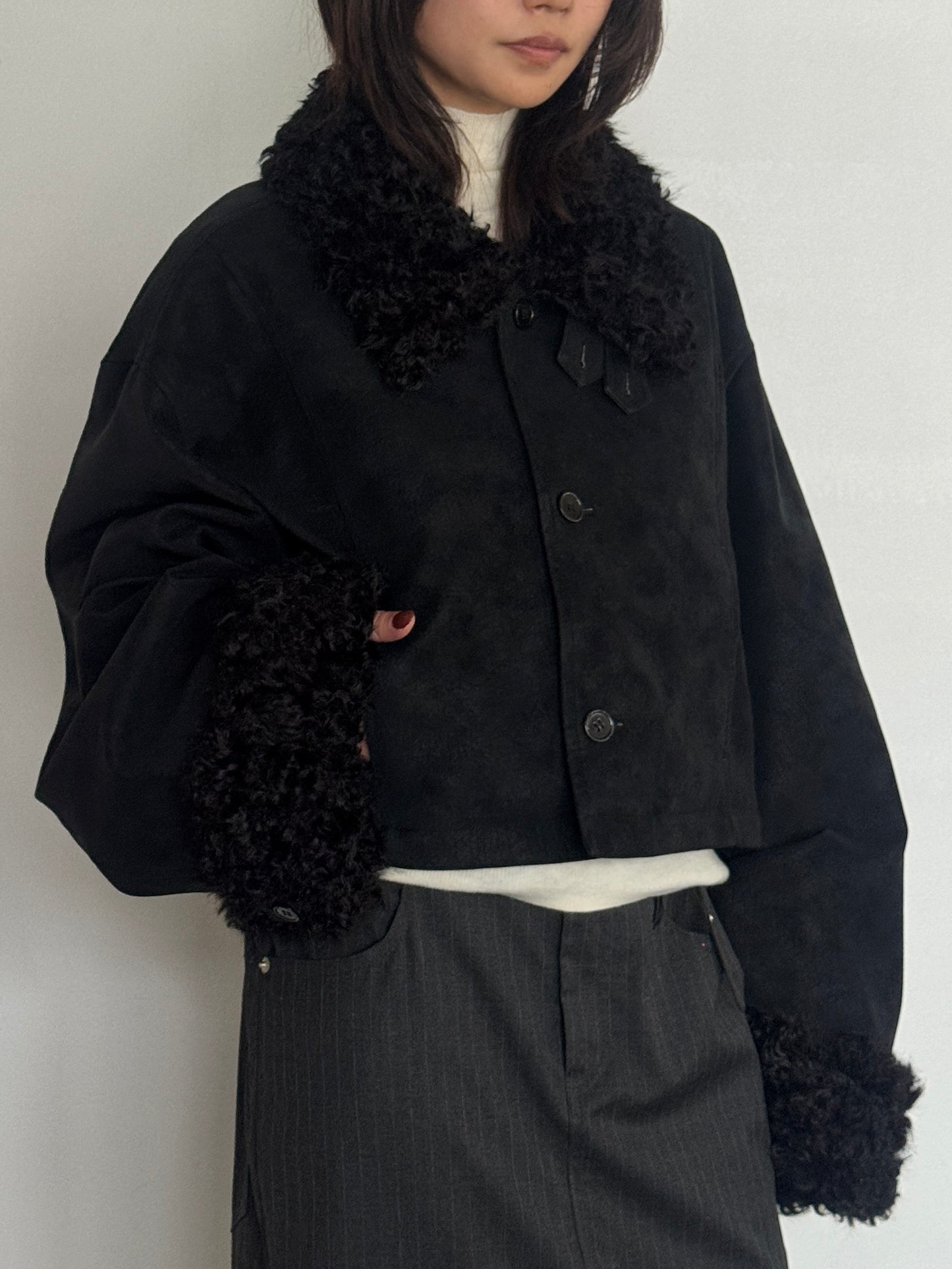 (仮商品名)2wayトレンチムートン(unisex)/black