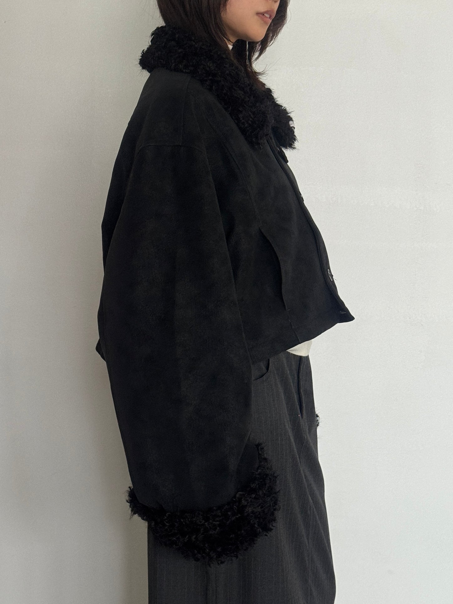 (仮商品名)2wayトレンチムートン(unisex)/black
