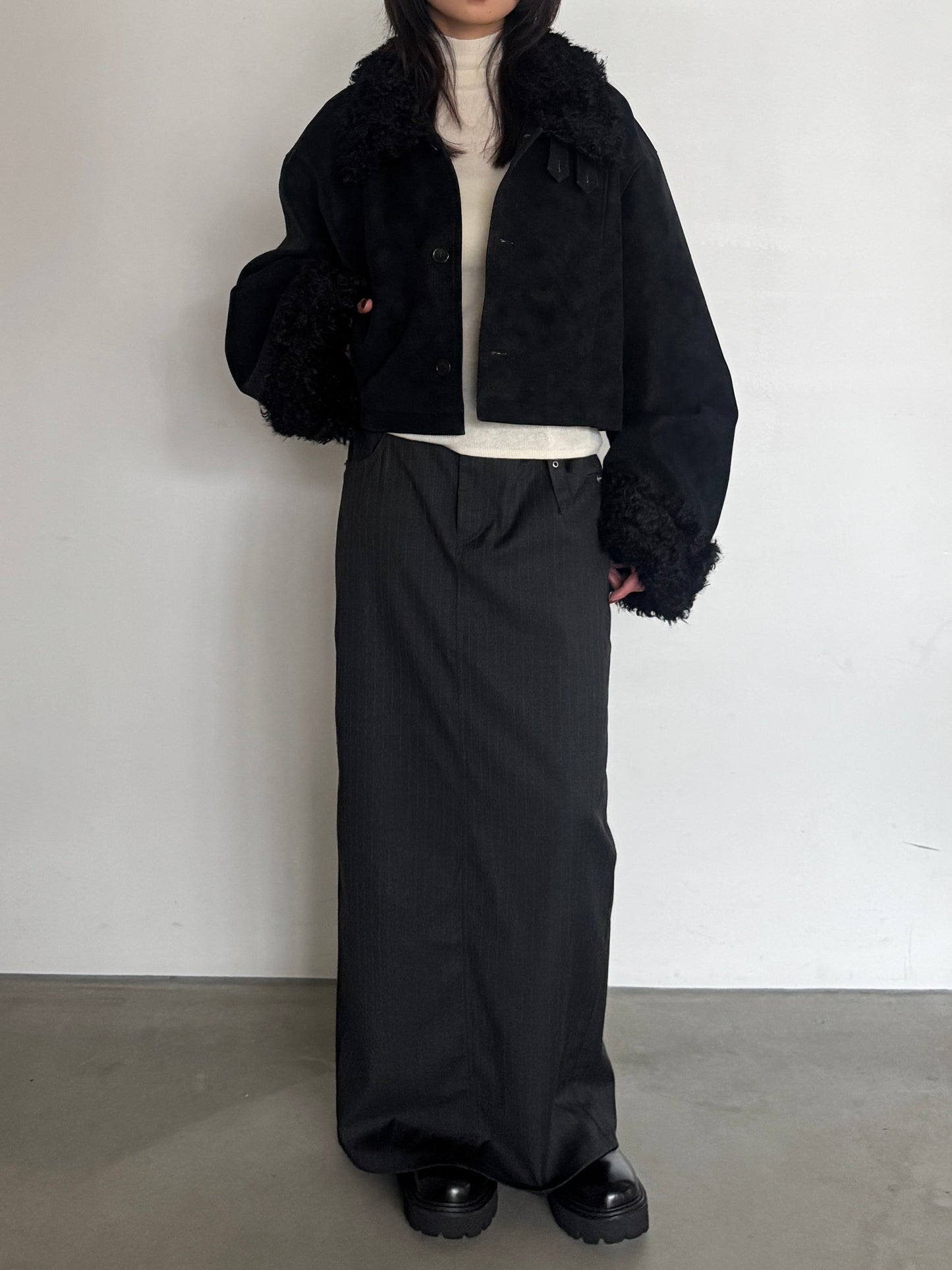 (仮商品名)2wayトレンチムートン(unisex)/black