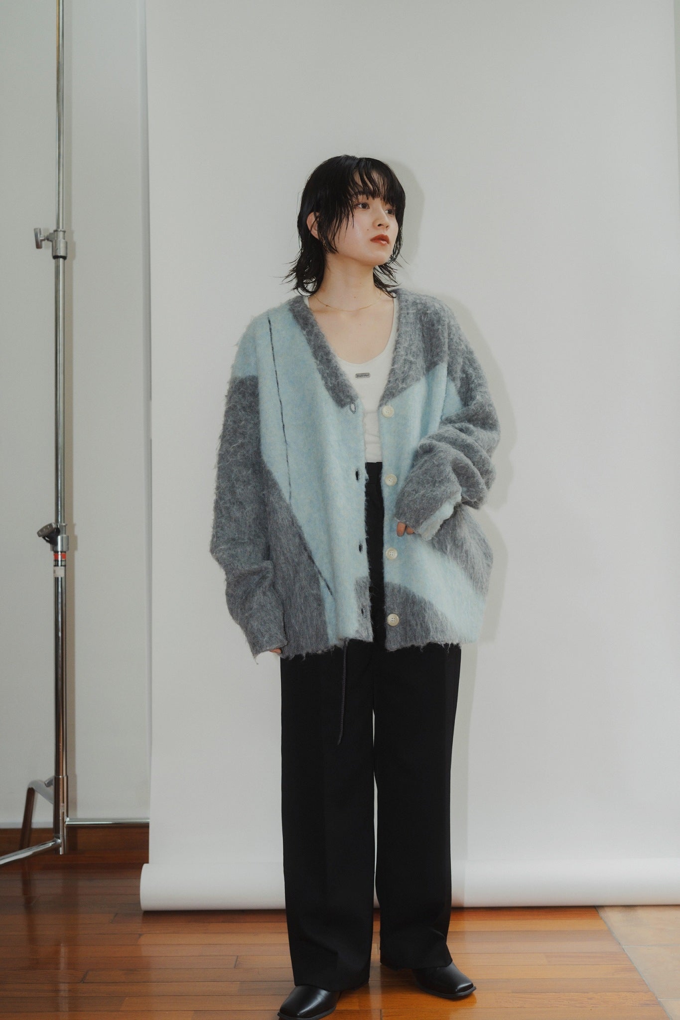 accent mohair cardigan(unisex)/graysky | KNUTH MARF