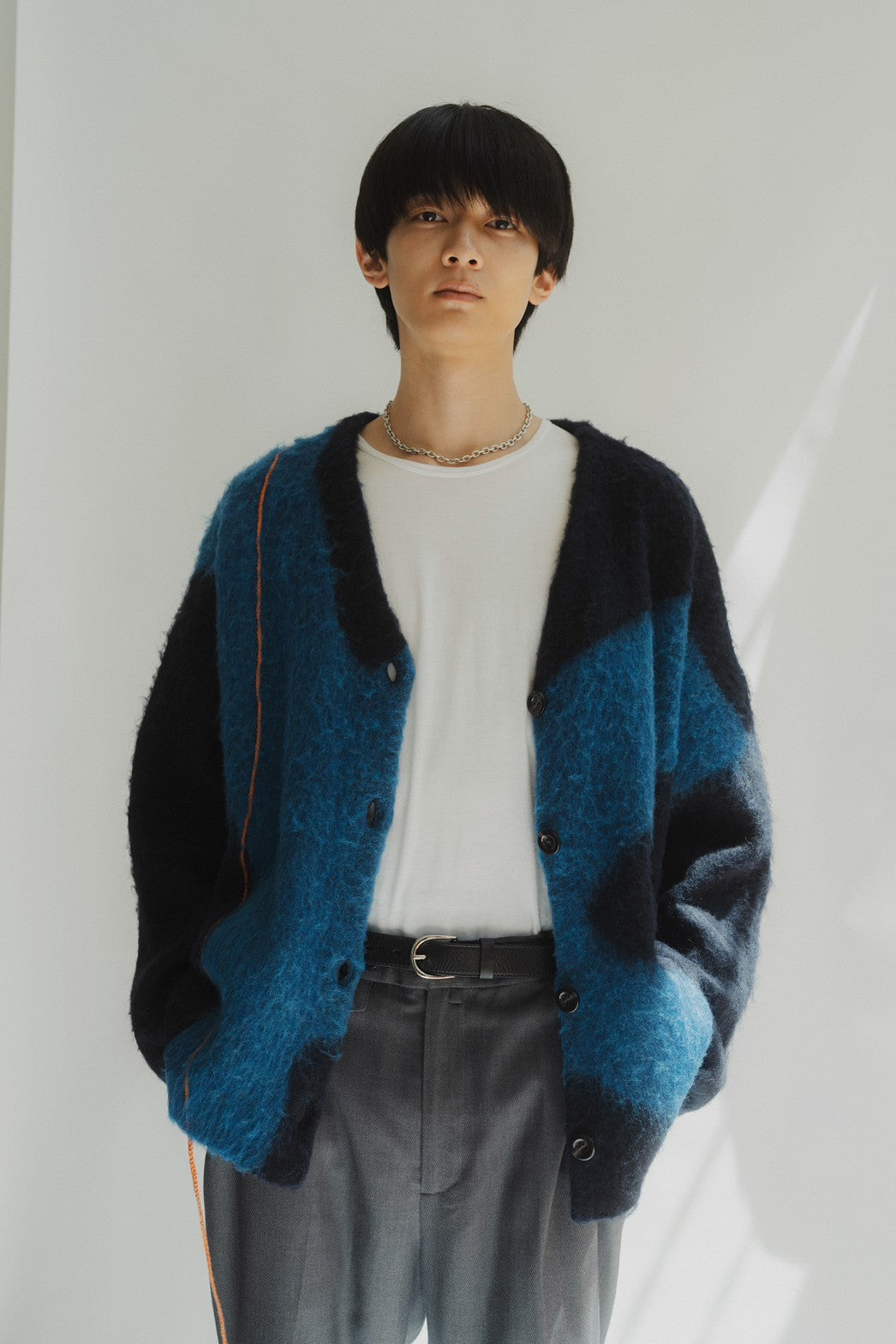accent mohair cardigan(unisex)/navyblue | KNUTH MARF