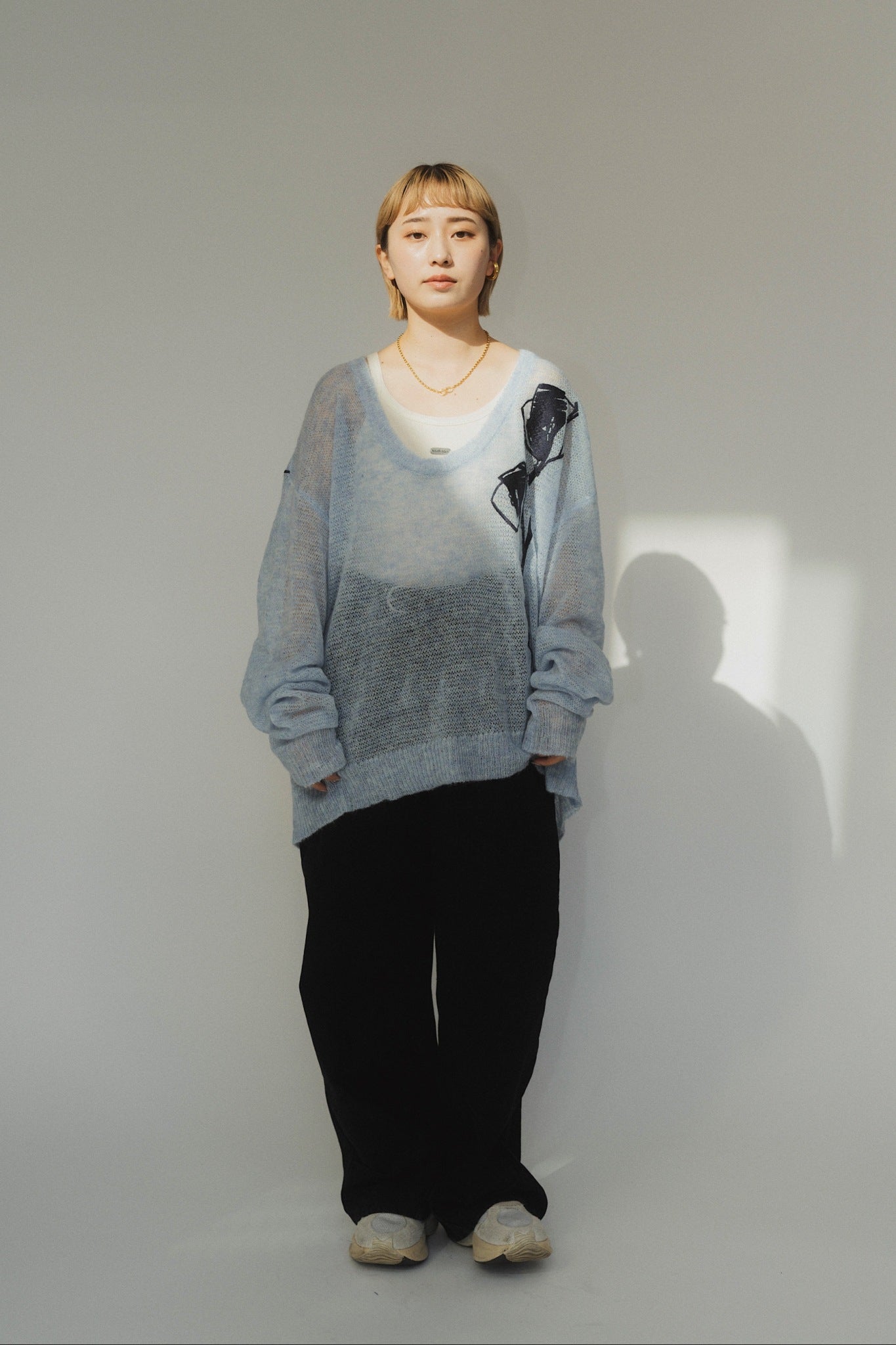 embroidery sheer Uneck pullover(unisex)/3color | KNUTH MARF