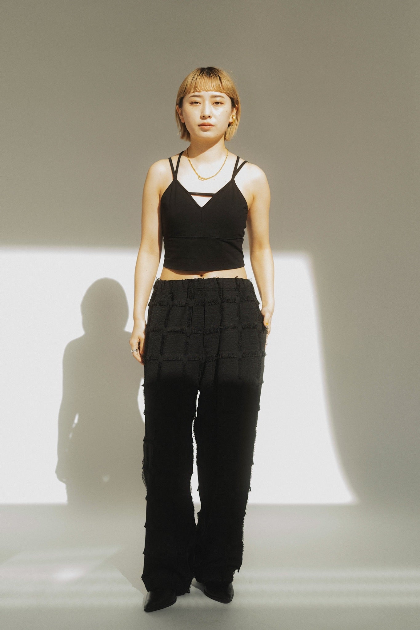 fringe switching pants(unisex)/2color | KNUTH MARF