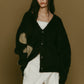 accent mohair cardigan(unisex)/black - KNUTH MARF