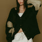 accent mohair cardigan(unisex)/black - KNUTH MARF
