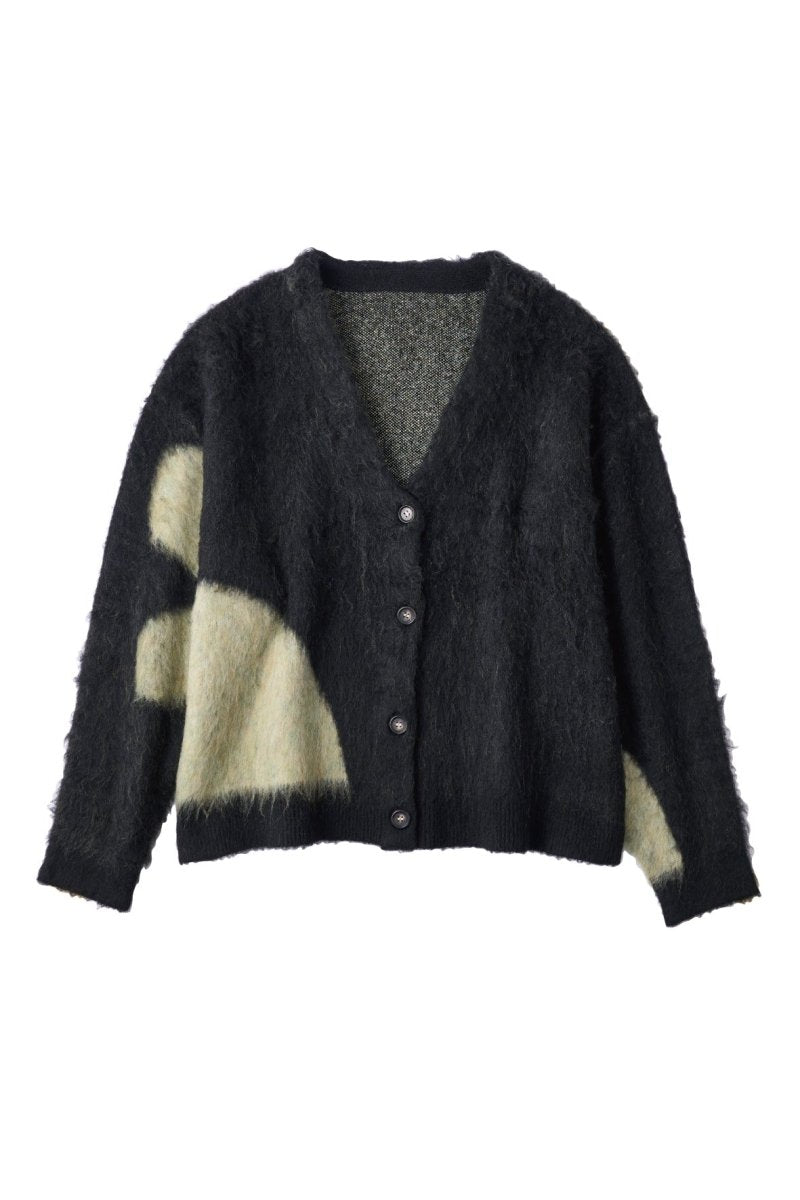 accent mohair cardigan(unisex)/black - KNUTH MARF